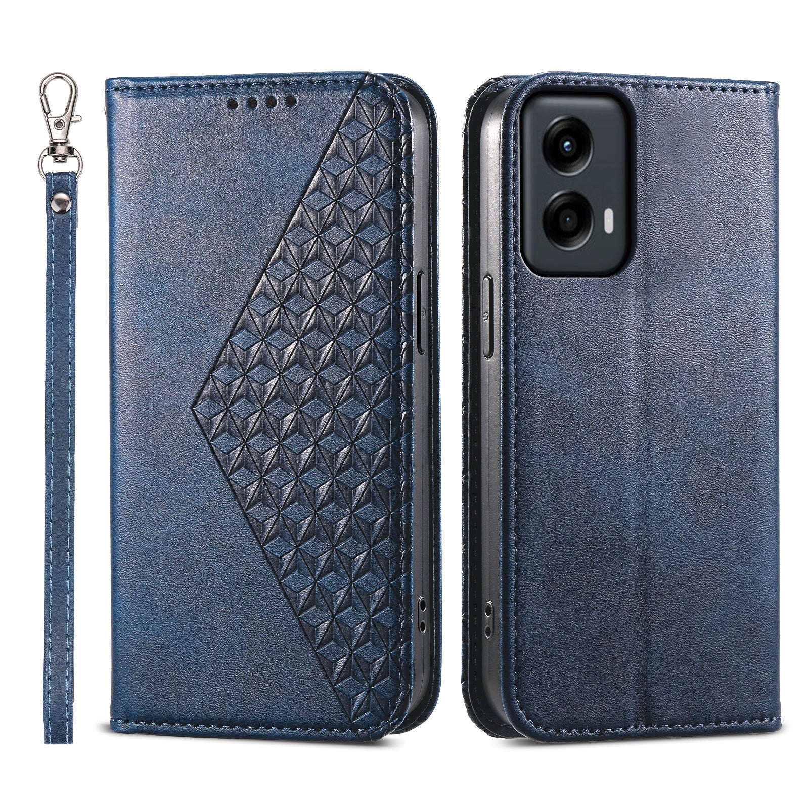 For Motorola Moto G Stylus 5G (2024) Case Anti-scratch PU Leather Rhombus Imprinted Phone Cover