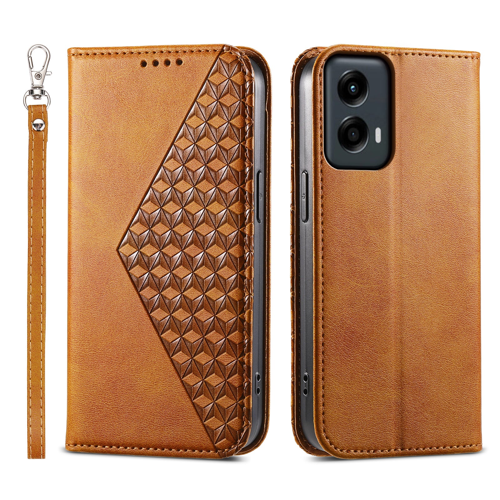 For Motorola Moto G Stylus 5G (2024) Case Anti-scratch PU Leather Rhombus Imprinted Phone Cover