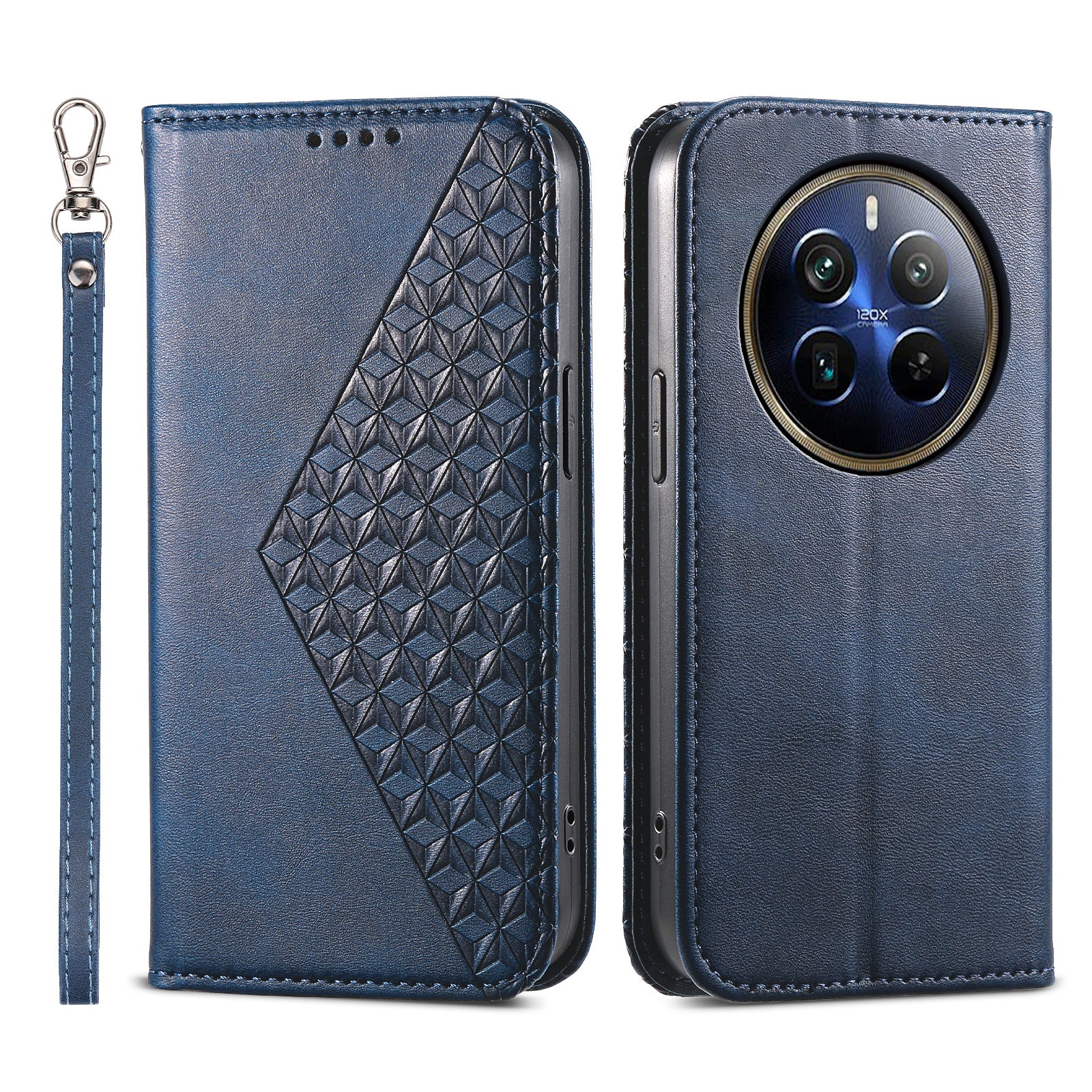 For Realme 12 Pro 5G / Realme 12 Pro+ 5G Case Rhombus Imprinted PU Leather+TPU Phone Cover
