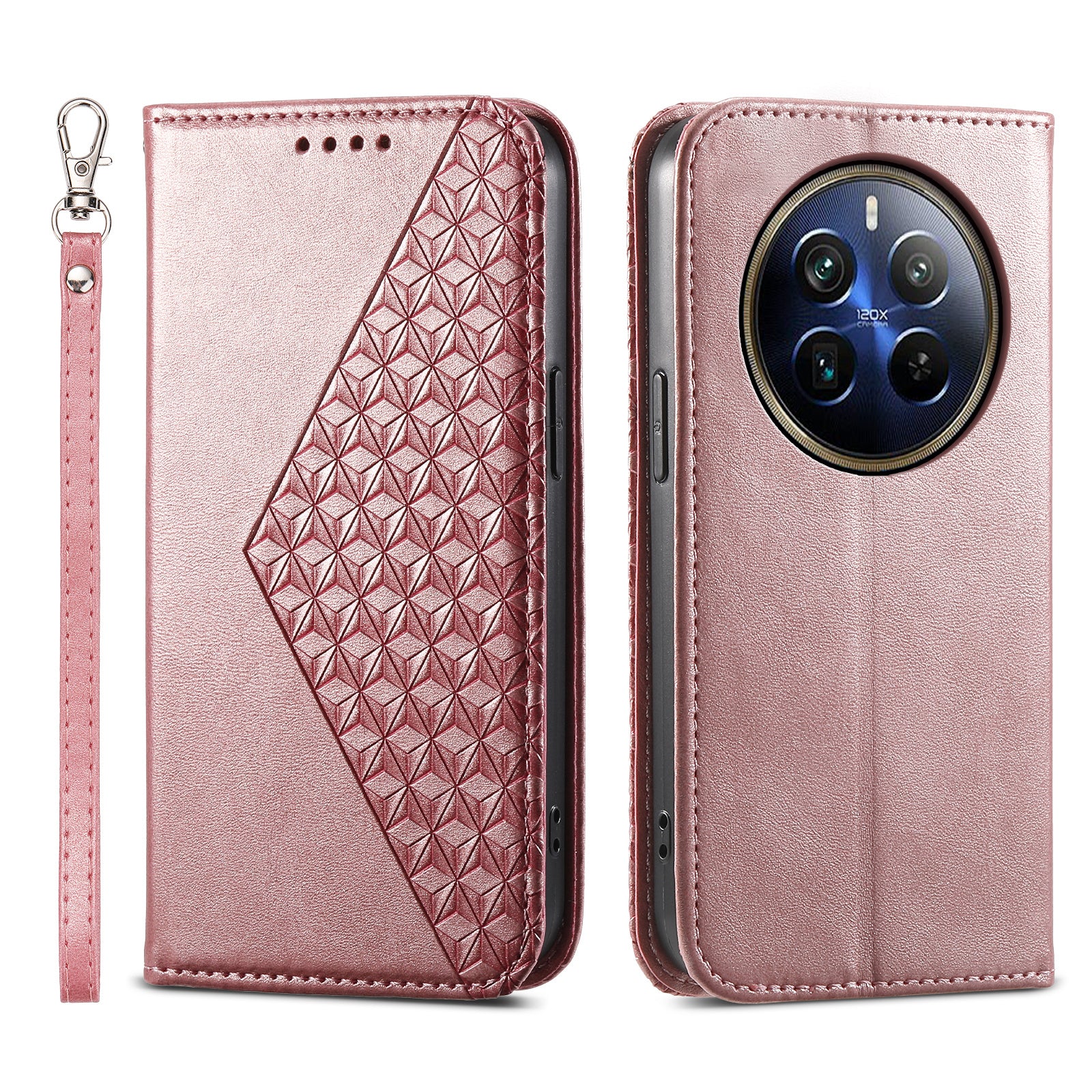 For Realme 12 Pro 5G / Realme 12 Pro+ 5G Case Rhombus Imprinted PU Leather+TPU Phone Cover