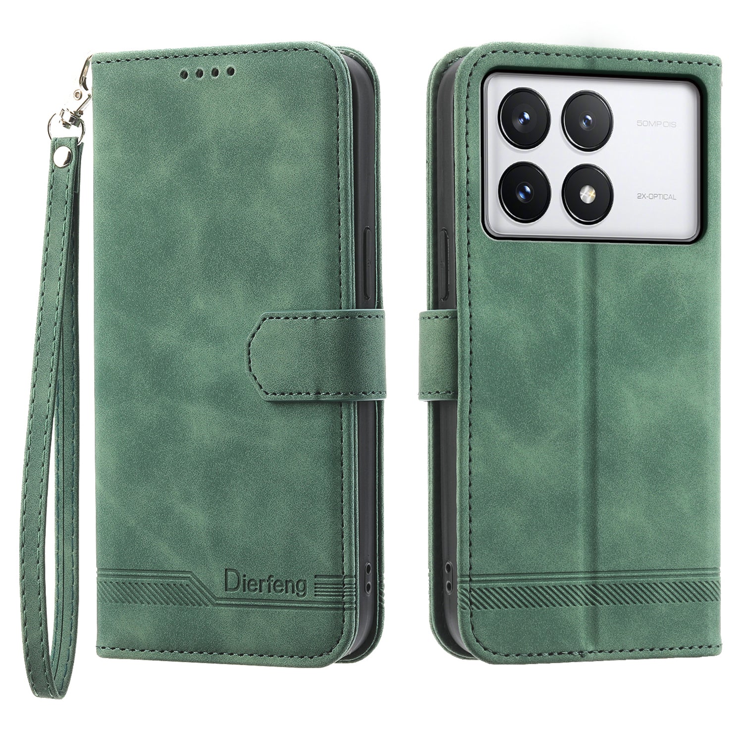 DIERFENG DF-03 Flip Phone Cover for Xiaomi Redmi K70E 5G / Poco X6 Pro 5G Lines Imprinted Wallet Stand Mobile Leather Case