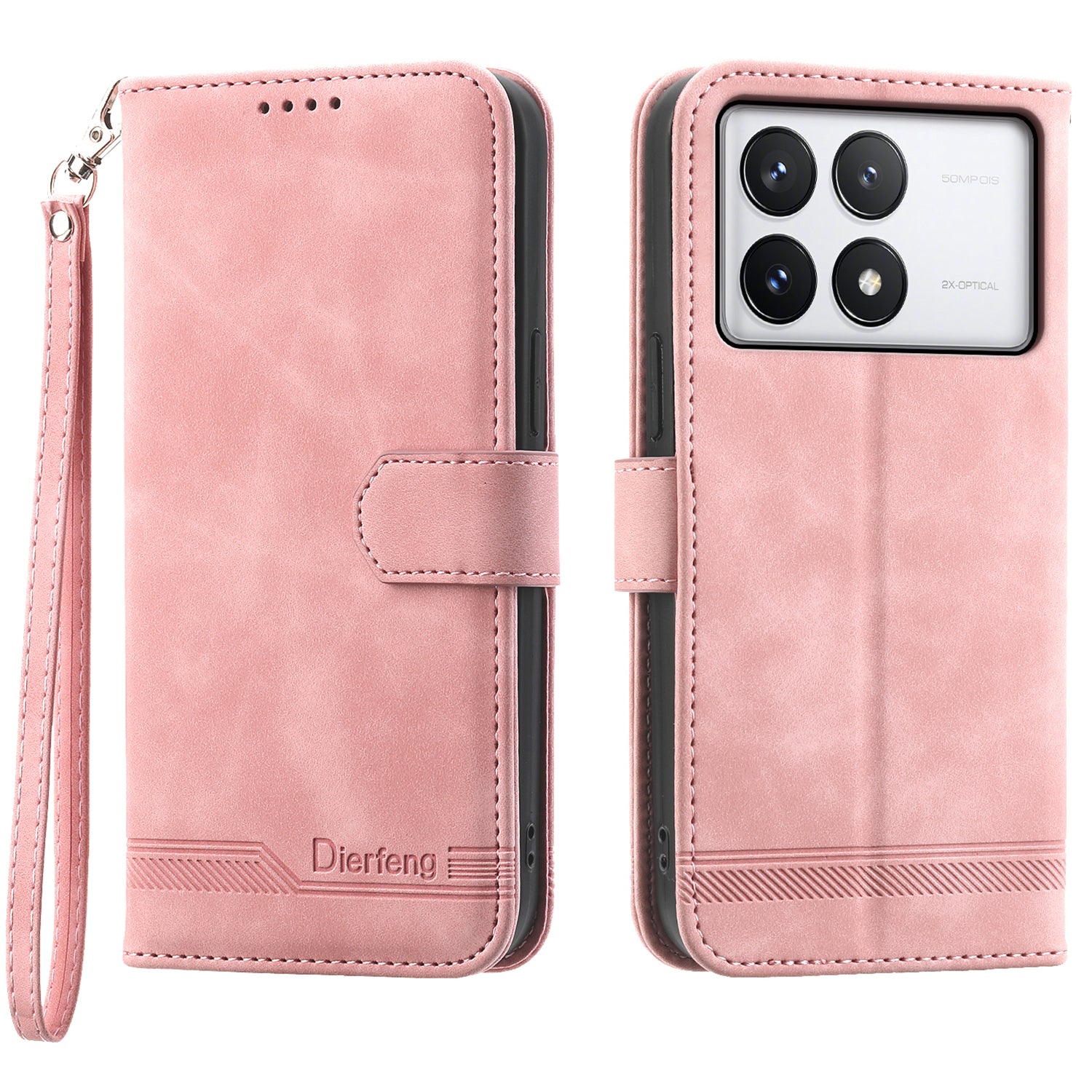 DIERFENG DF-03 Flip Phone Cover for Xiaomi Redmi K70E 5G / Poco X6 Pro 5G Lines Imprinted Wallet Stand Mobile Leather Case
