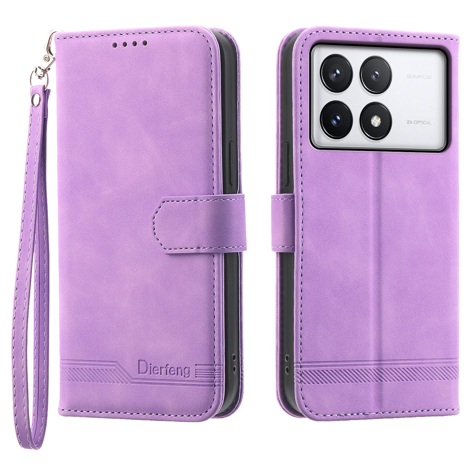 DIERFENG DF-03 Flip Phone Cover for Xiaomi Redmi K70E 5G / Poco X6 Pro 5G Lines Imprinted Wallet Stand Mobile Leather Case