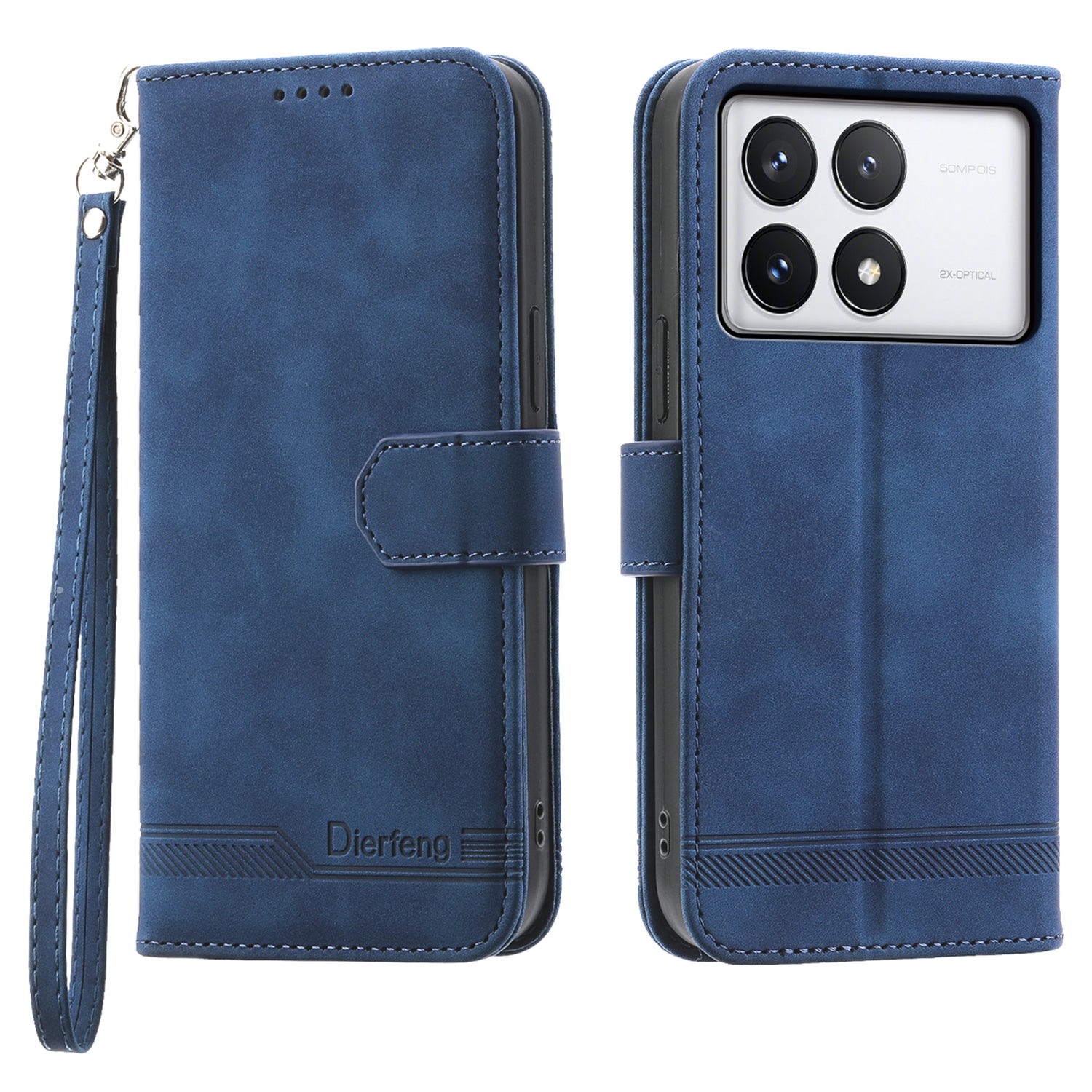 DIERFENG DF-03 Flip Phone Cover for Xiaomi Redmi K70E 5G / Poco X6 Pro 5G Lines Imprinted Wallet Stand Mobile Leather Case