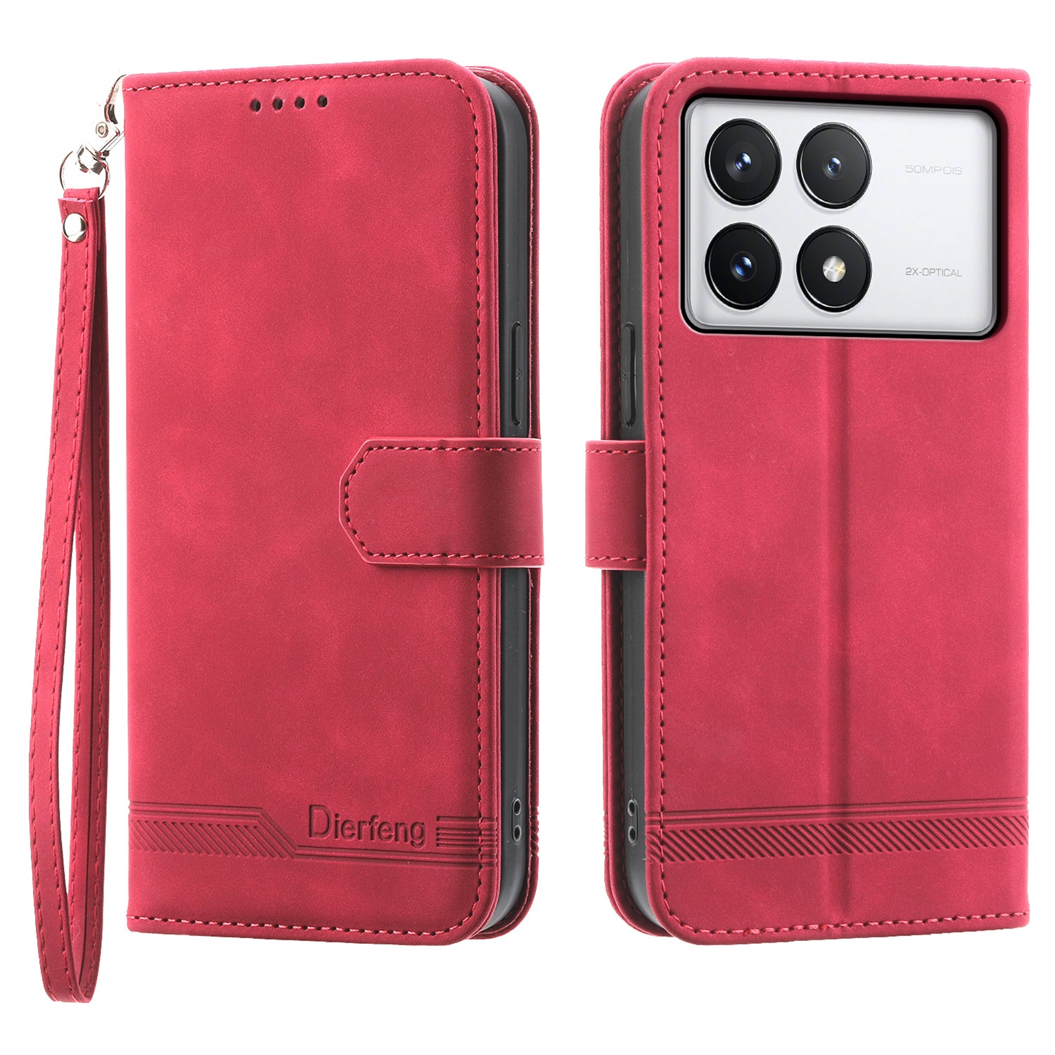 DIERFENG DF-03 Flip Phone Cover for Xiaomi Redmi K70E 5G / Poco X6 Pro 5G Lines Imprinted Wallet Stand Mobile Leather Case