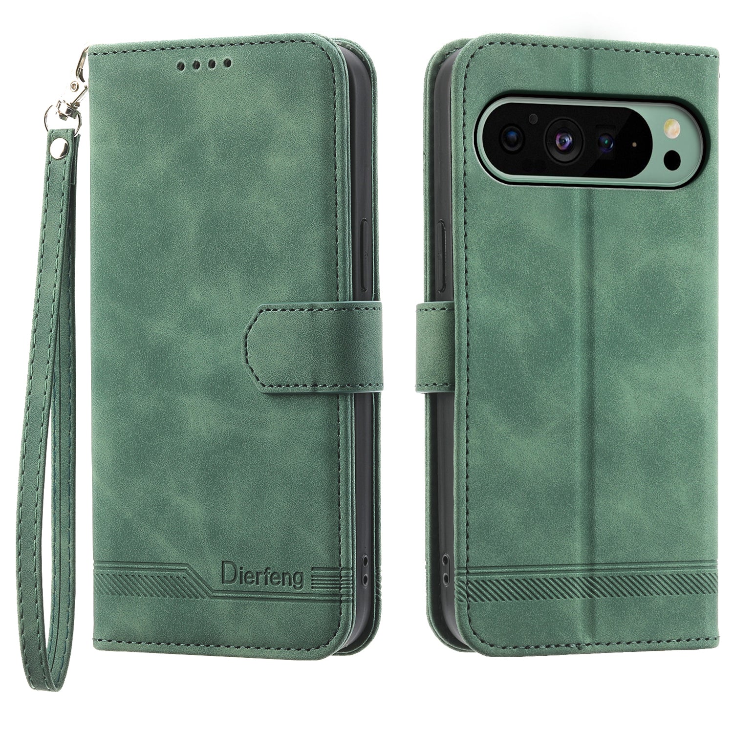 DIERFENG DF-03 Phone Cover for Google Pixel 9 Imprinted Wallet Leather Phone Stand Case