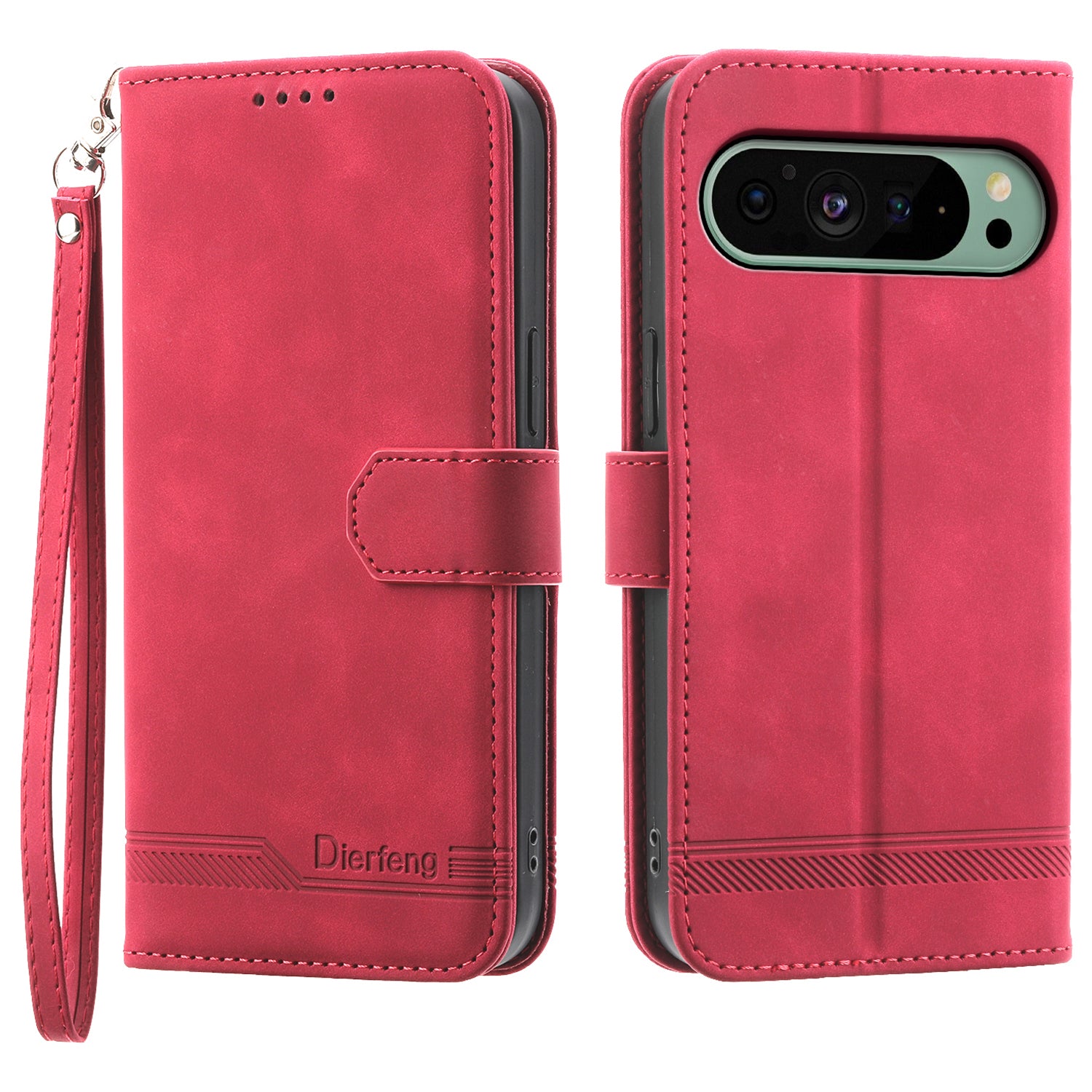 DIERFENG DF-03 Phone Cover for Google Pixel 9 Imprinted Wallet Leather Phone Stand Case