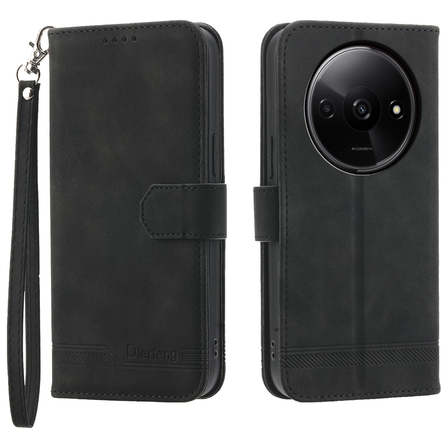 DIERFENG DF-03 Flip Cover for Xiaomi Redmi A3 / Poco C61 4G Shockproof Imprinted Wallet Stand Mobile Leather Case
