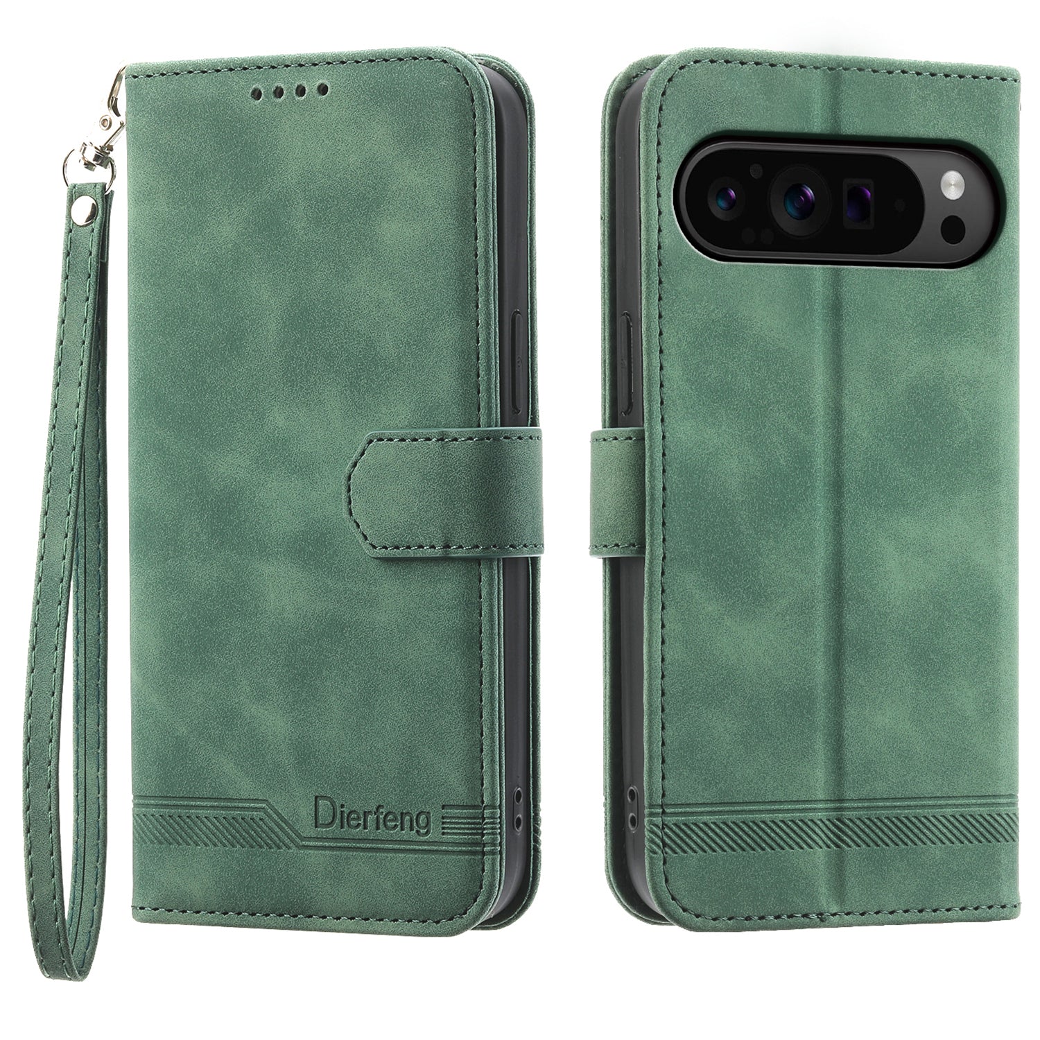 DIERFENG DF-03 Flip Wallet Cover for Google Pixel 9 Pro Cases Imprinted Stand Mobile Leather Shell