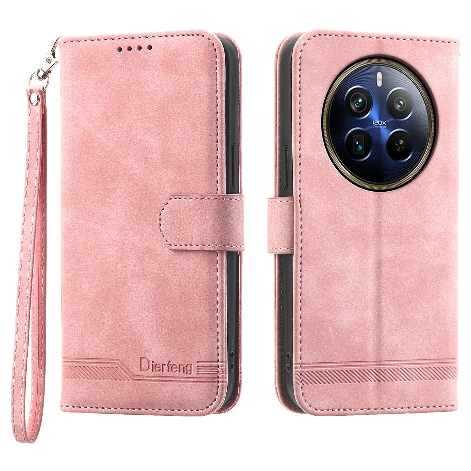 DIERFENG DF-03 Phone Stand Cover for Realme 12 Pro+ 5G / 12 Pro 5G Lines Imprinted Wallet Leather Case