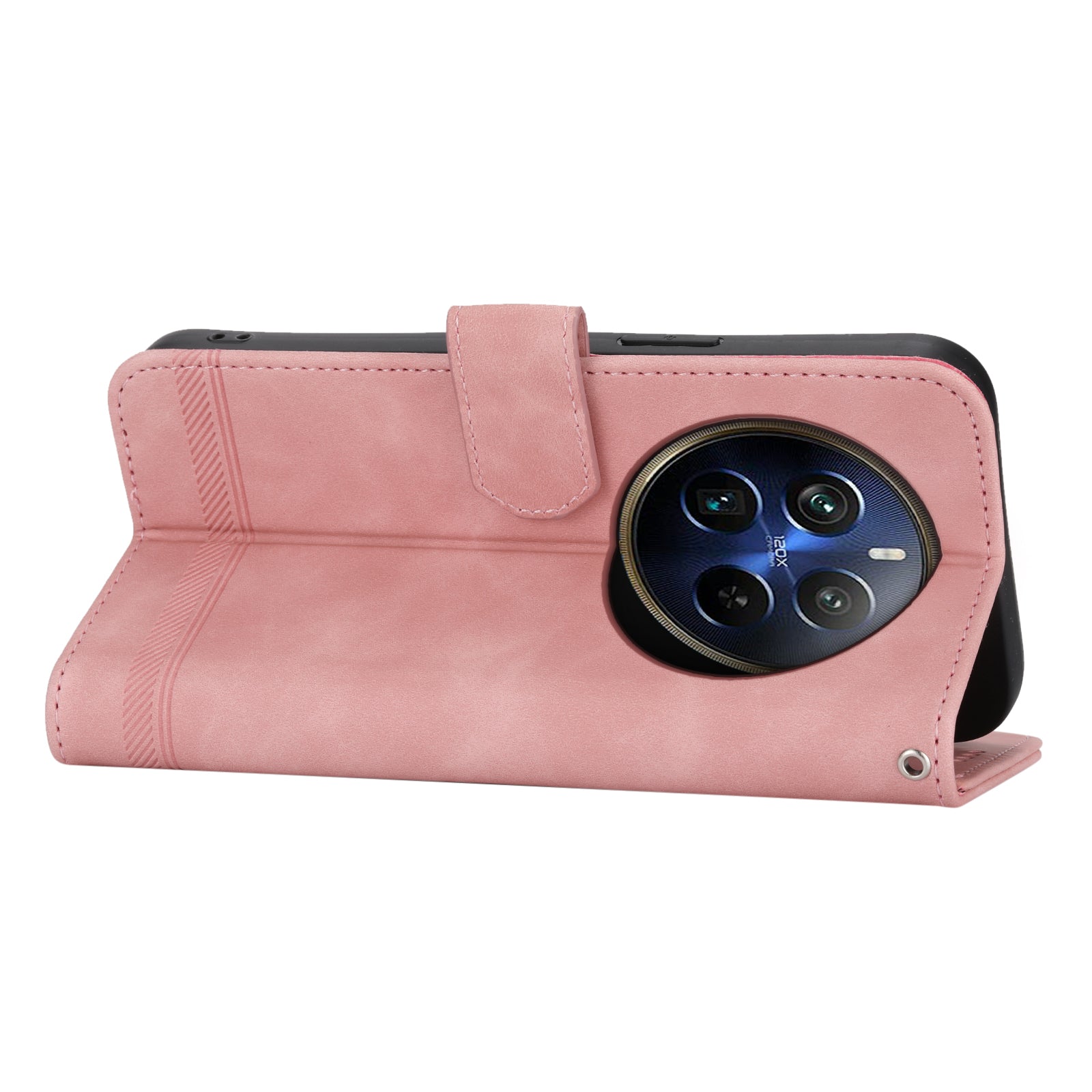 DIERFENG DF-03 Phone Stand Cover for Realme 12 Pro+ 5G / 12 Pro 5G Lines Imprinted Wallet Leather Case
