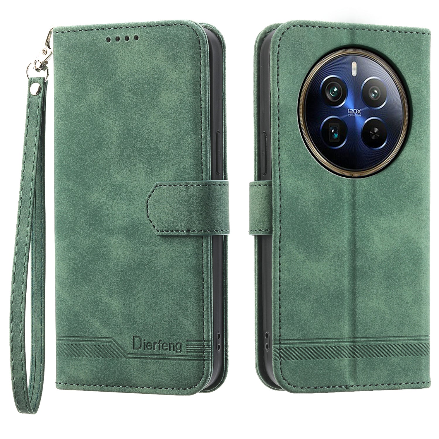 DIERFENG DF-03 Phone Stand Cover for Realme 12 Pro+ 5G / 12 Pro 5G Lines Imprinted Wallet Leather Case