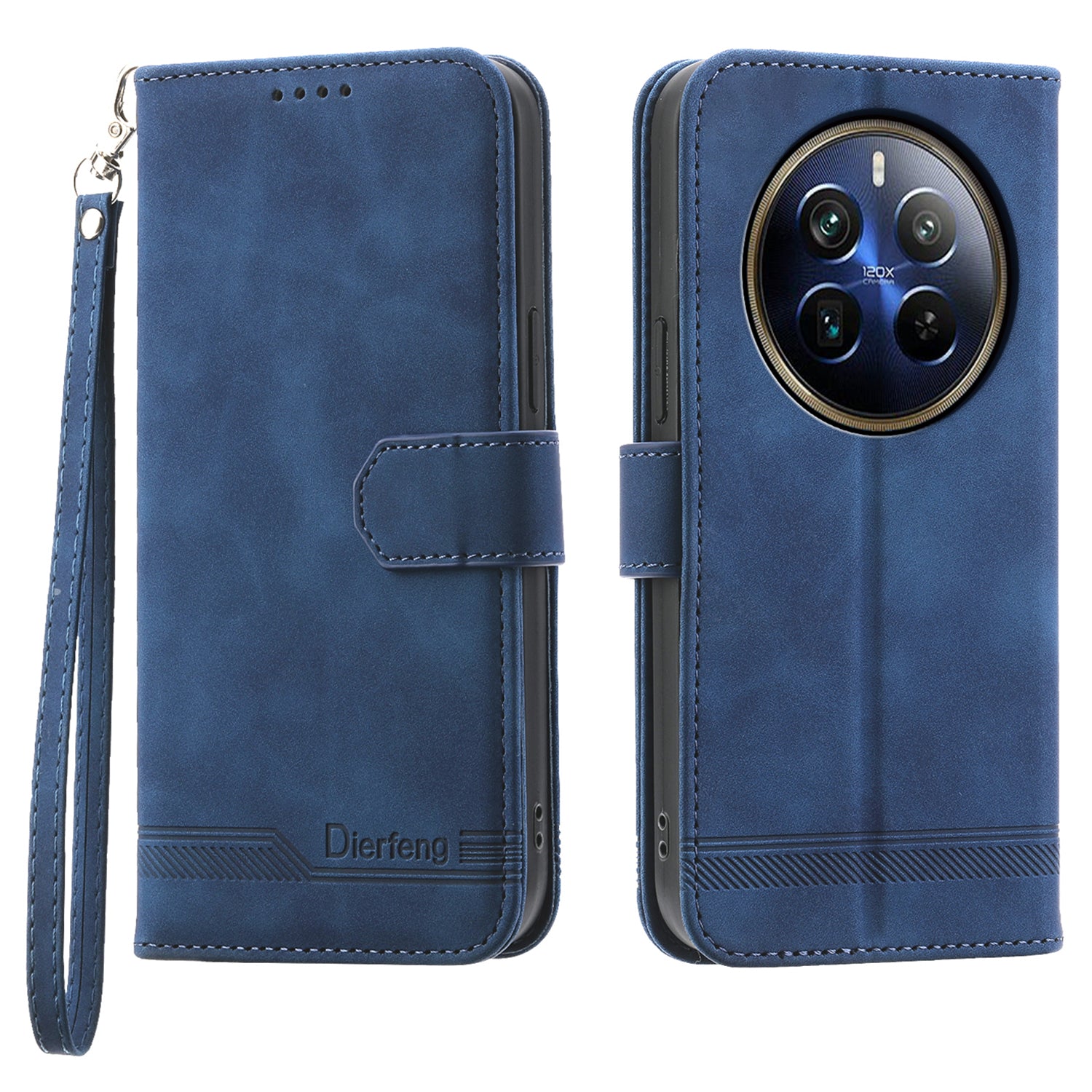 DIERFENG DF-03 Phone Stand Cover for Realme 12 Pro+ 5G / 12 Pro 5G Lines Imprinted Wallet Leather Case