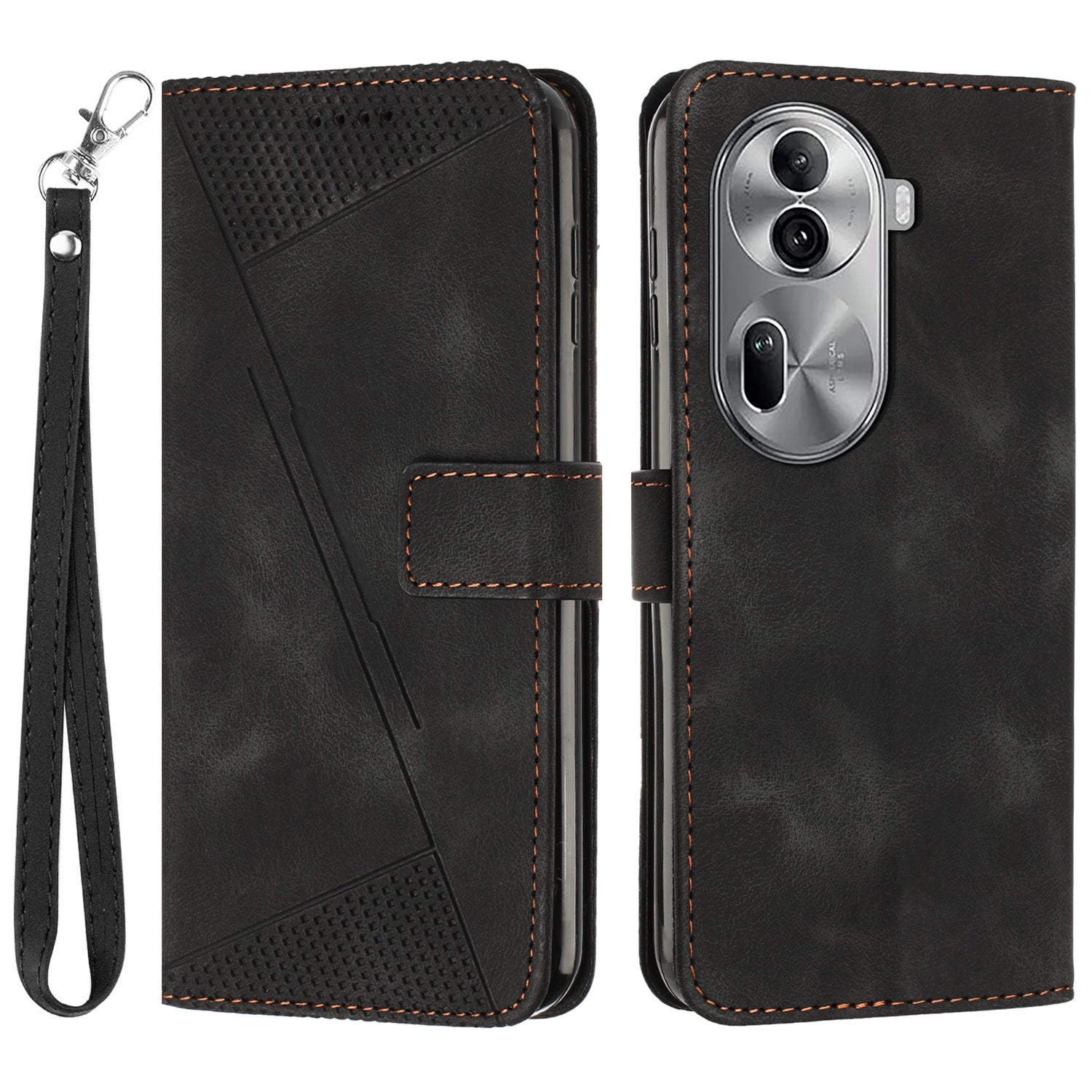 For Oppo Reno11 Pro 5G (Global) / Reno11 (China) 5G Case Triangle Imprinted Wallet Phone Cover