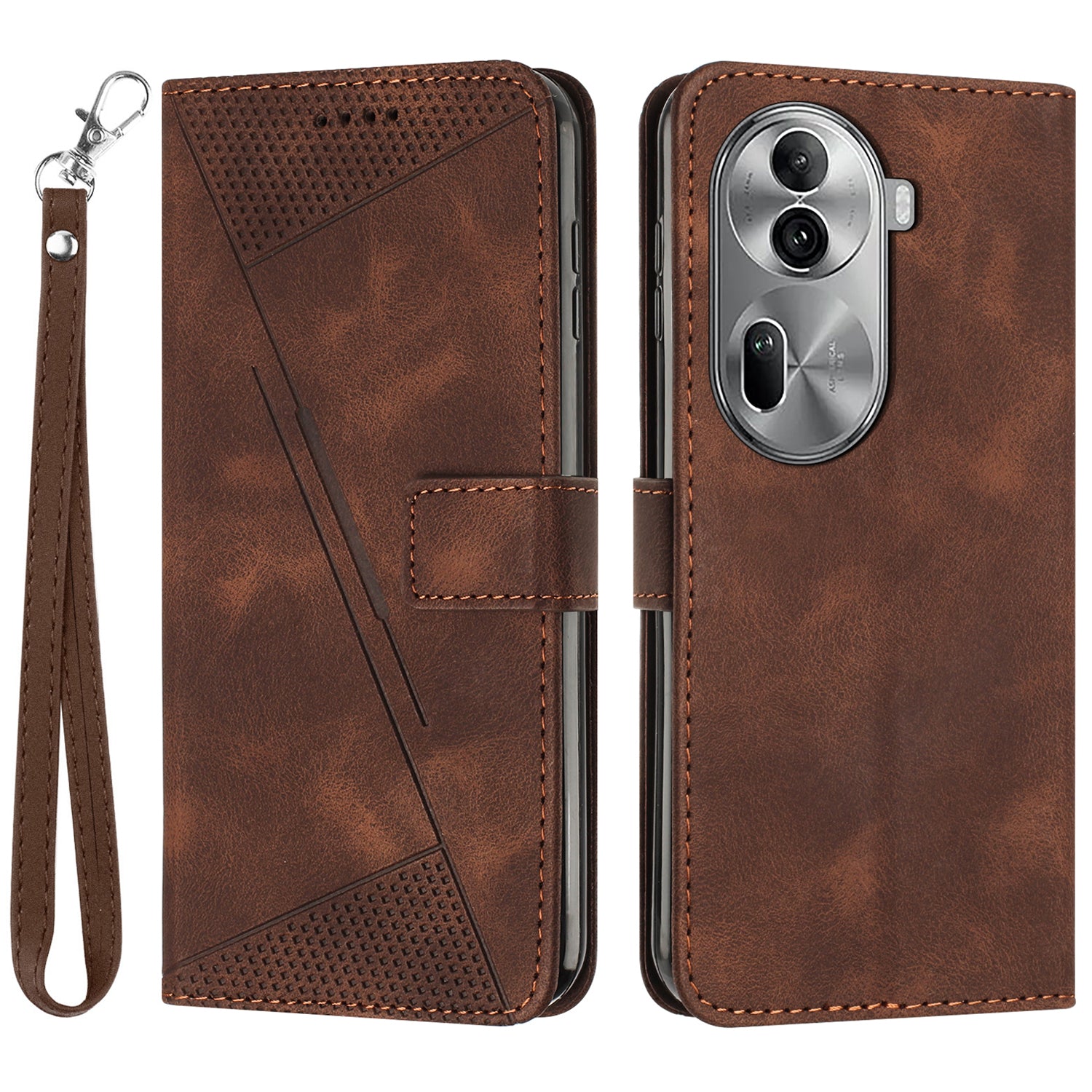For Oppo Reno11 Pro 5G (Global) / Reno11 (China) 5G Case Triangle Imprinted Wallet Phone Cover