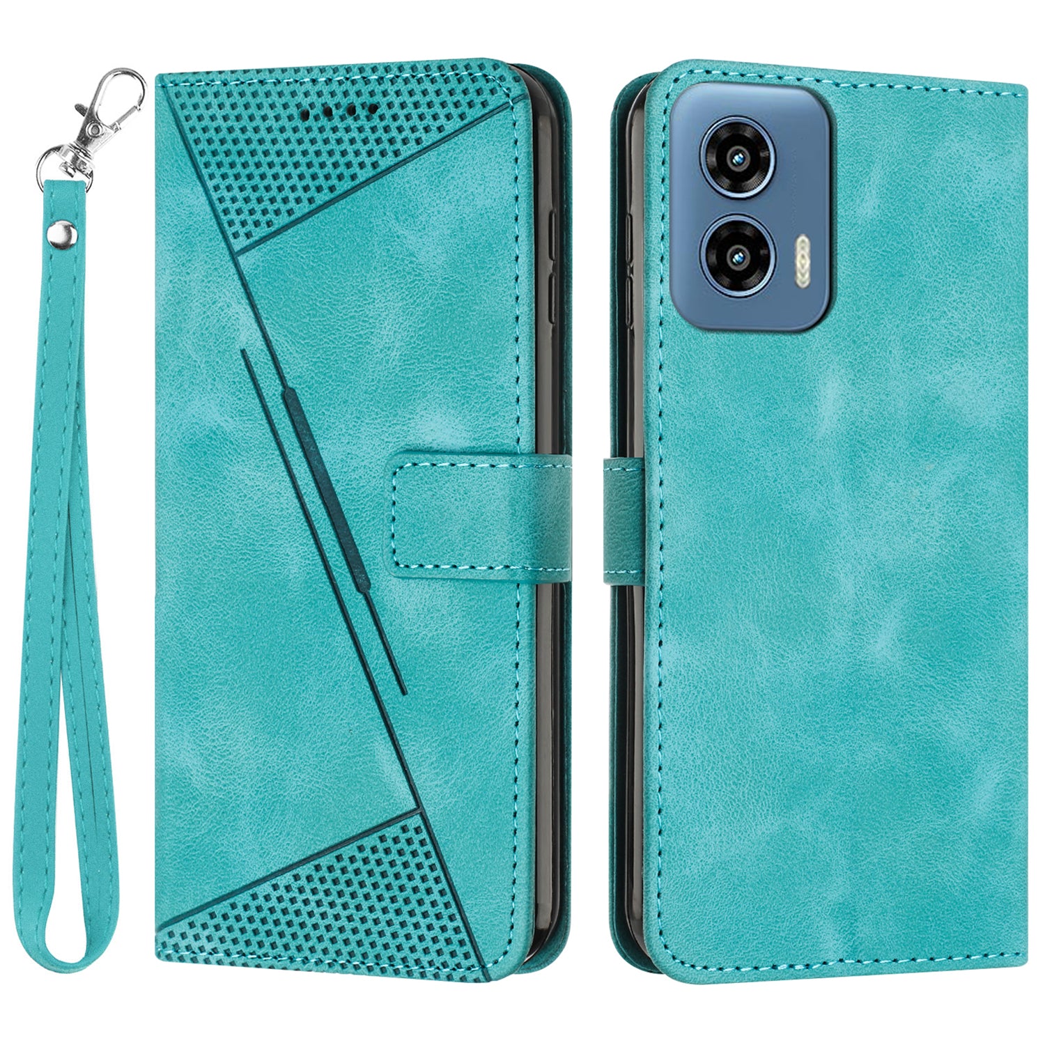 For Motorola Moto G34 5G Wallet Case Triangle Imprinted Shockproof Phone Cover