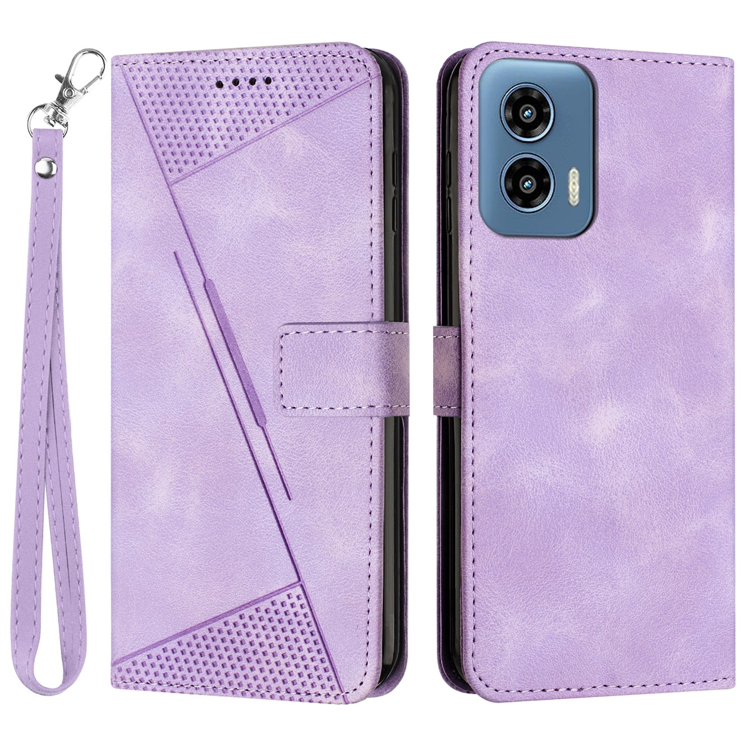 For Motorola Moto G34 5G Wallet Case Triangle Imprinted Shockproof Phone Cover