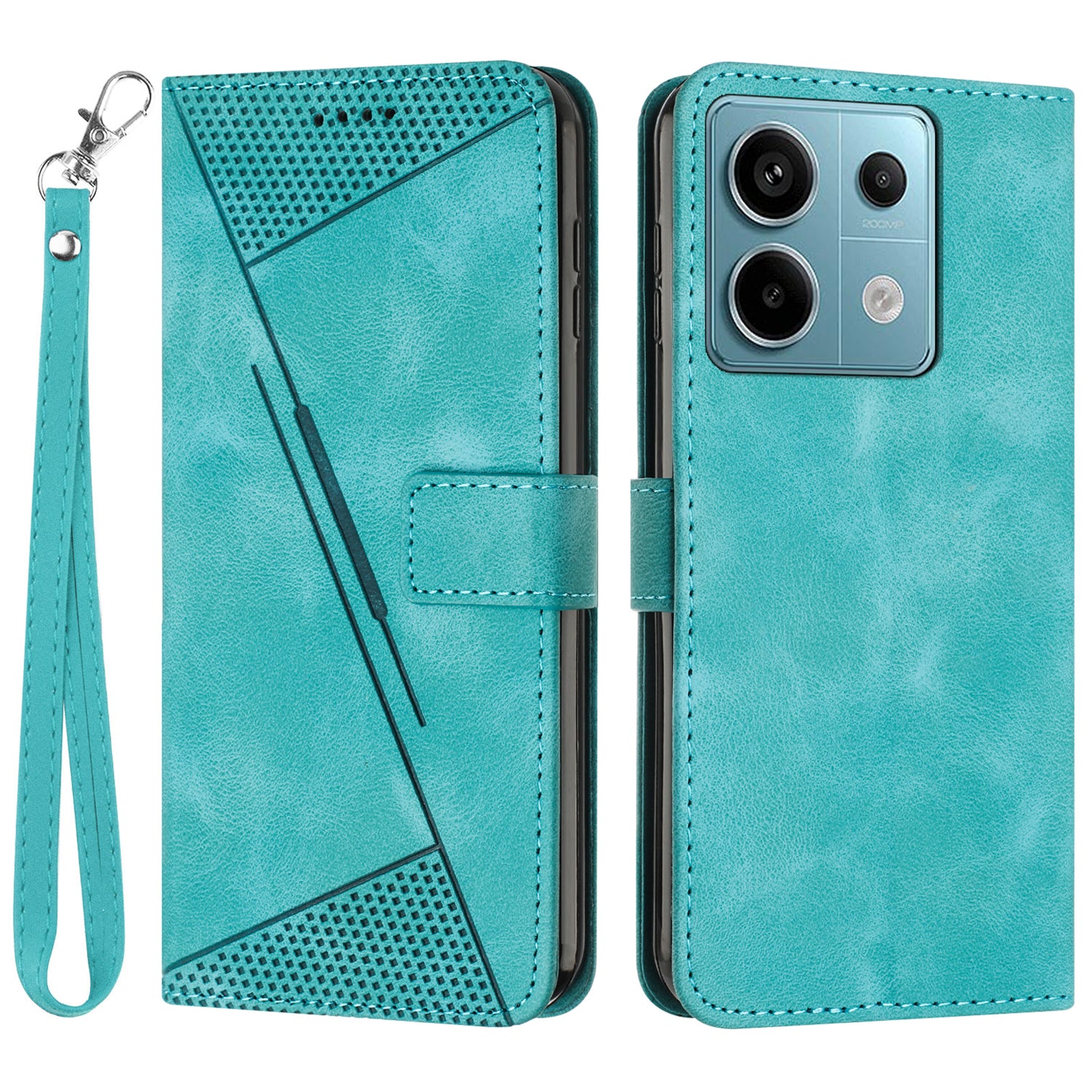 For Xiaomi Poco M6 Pro 4G / Redmi Note 13 Pro 4G Wallet Case Triangle Imprinted Leather Phone Cover