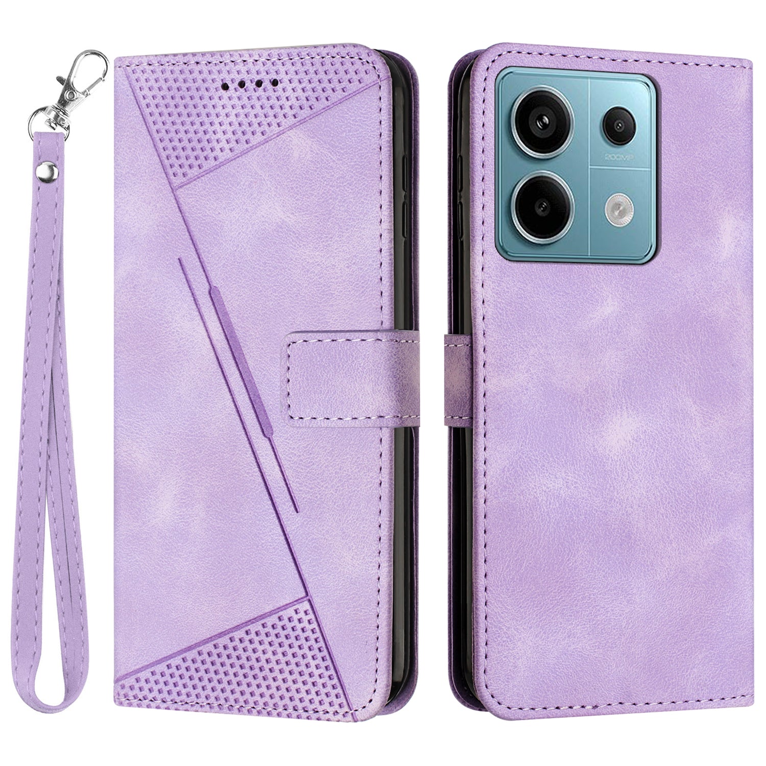 For Xiaomi Poco M6 Pro 4G / Redmi Note 13 Pro 4G Wallet Case Triangle Imprinted Leather Phone Cover