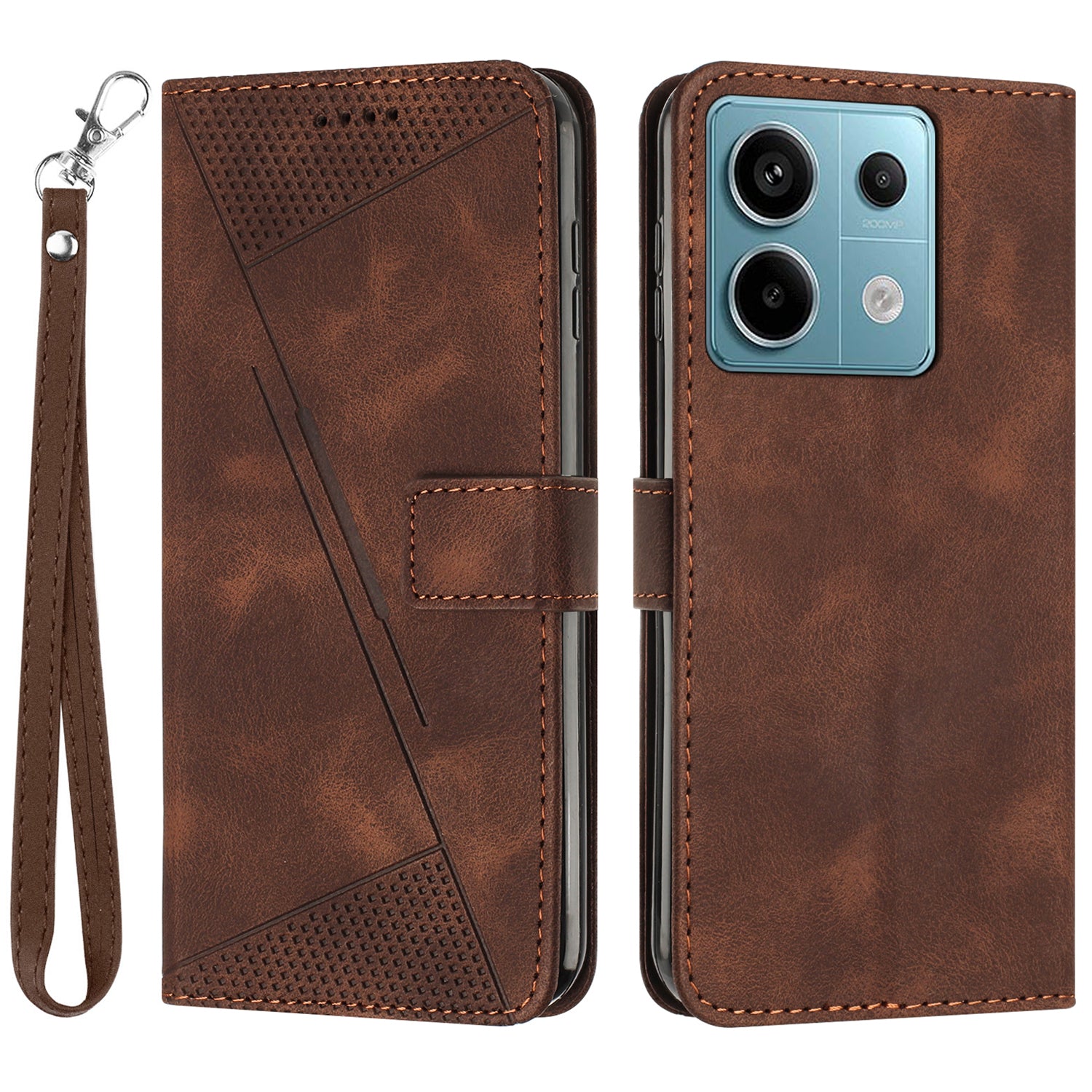 For Xiaomi Poco M6 Pro 4G / Redmi Note 13 Pro 4G Wallet Case Triangle Imprinted Leather Phone Cover