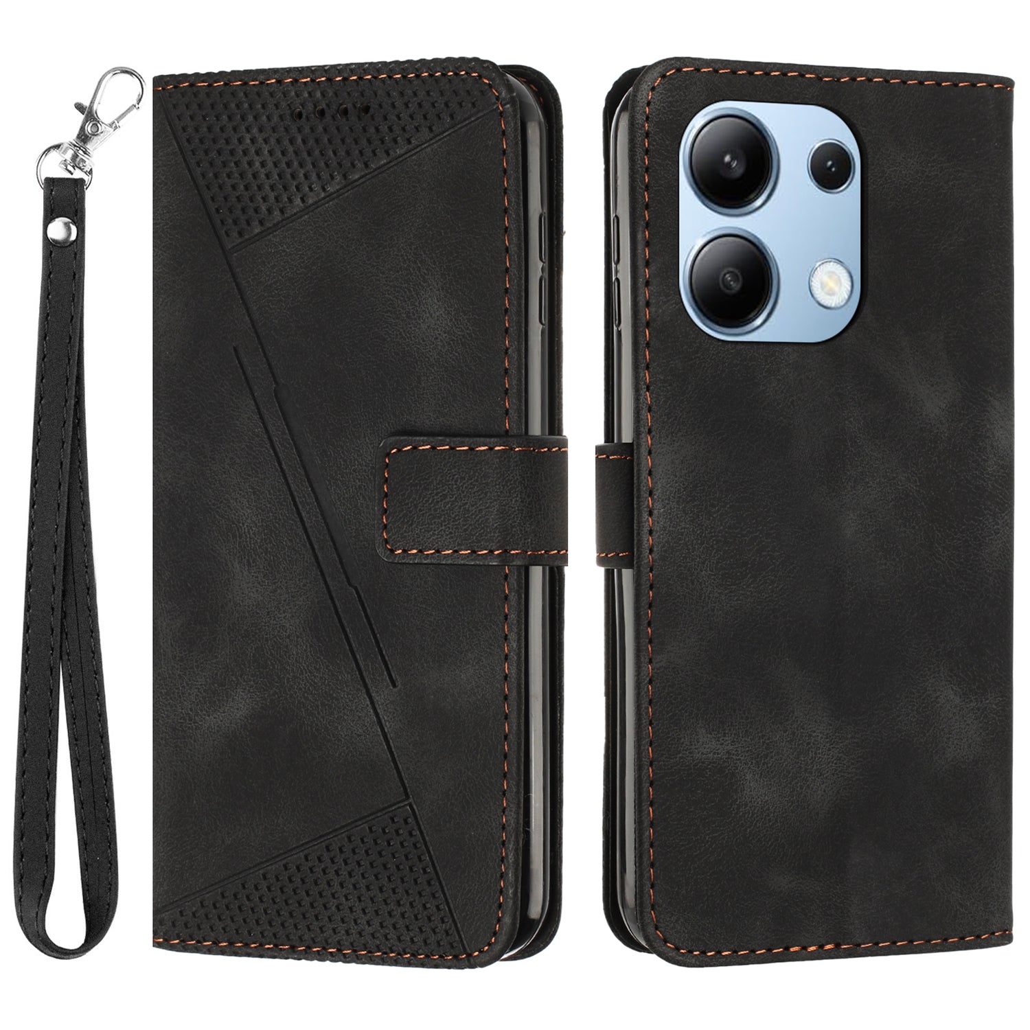 For Xiaomi Redmi Note 13 4G Case Triangle Imprinted Leather Shockproof Phone Cover