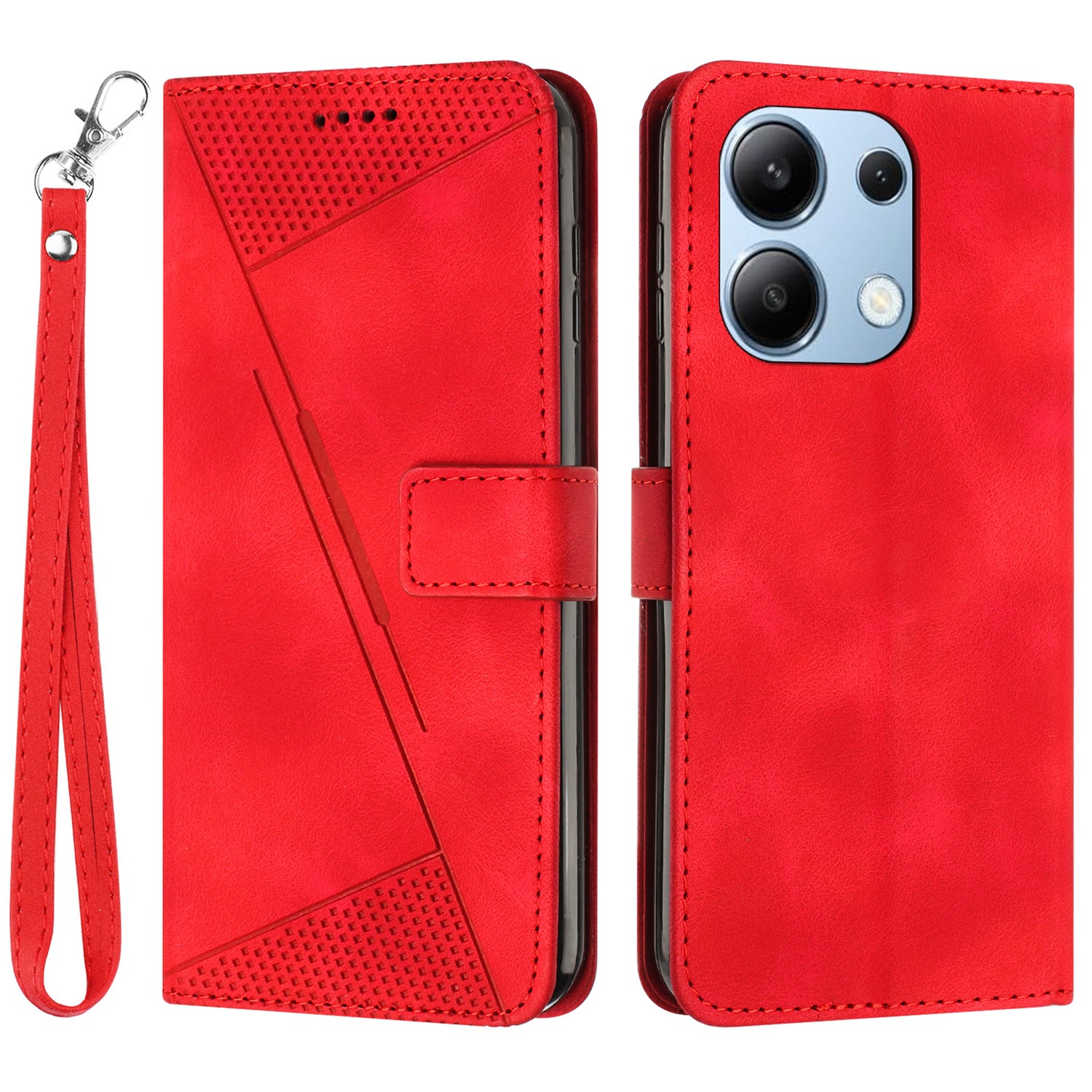 For Xiaomi Redmi Note 13 4G Case Triangle Imprinted Leather Shockproof Phone Cover