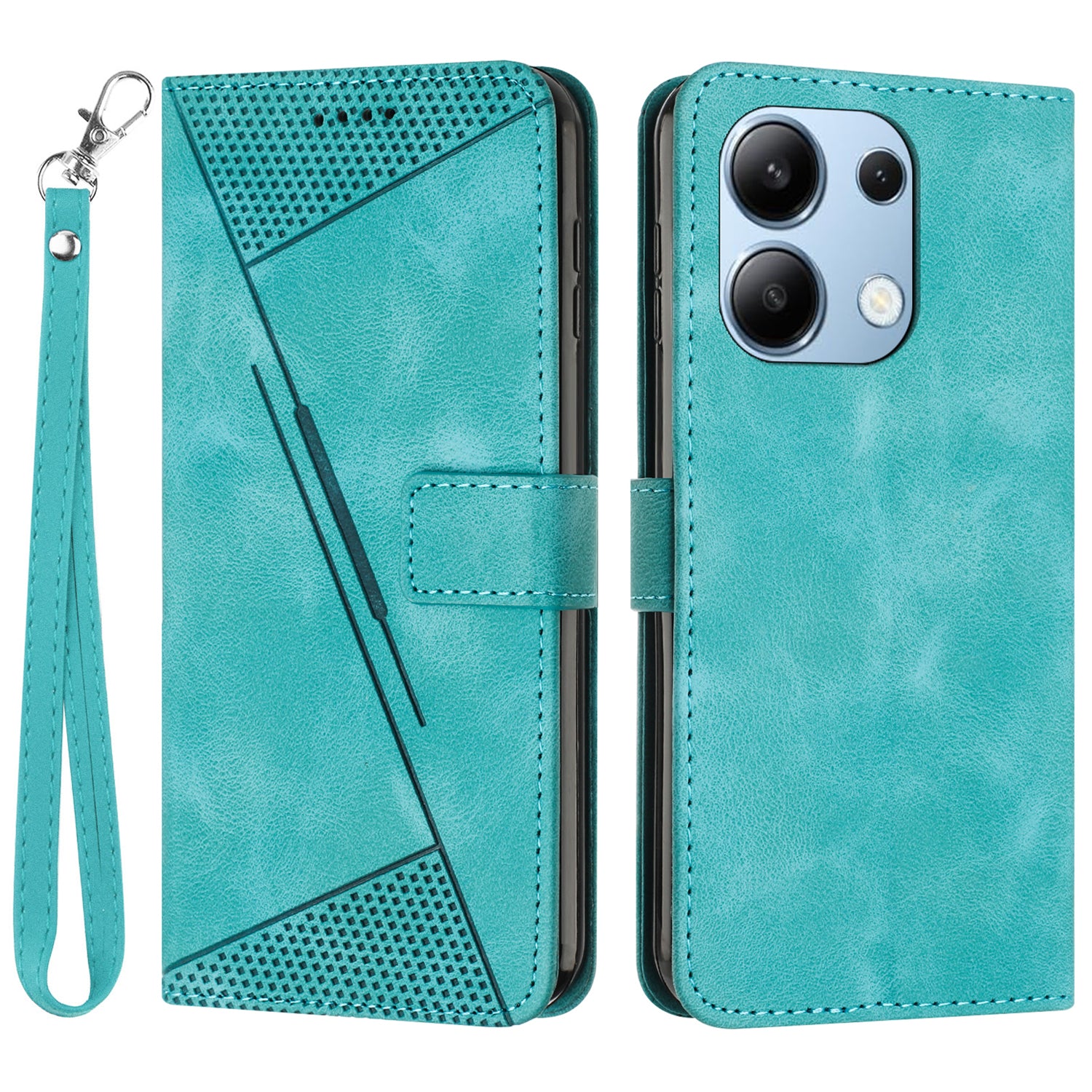 For Xiaomi Redmi Note 13 4G Case Triangle Imprinted Leather Shockproof Phone Cover