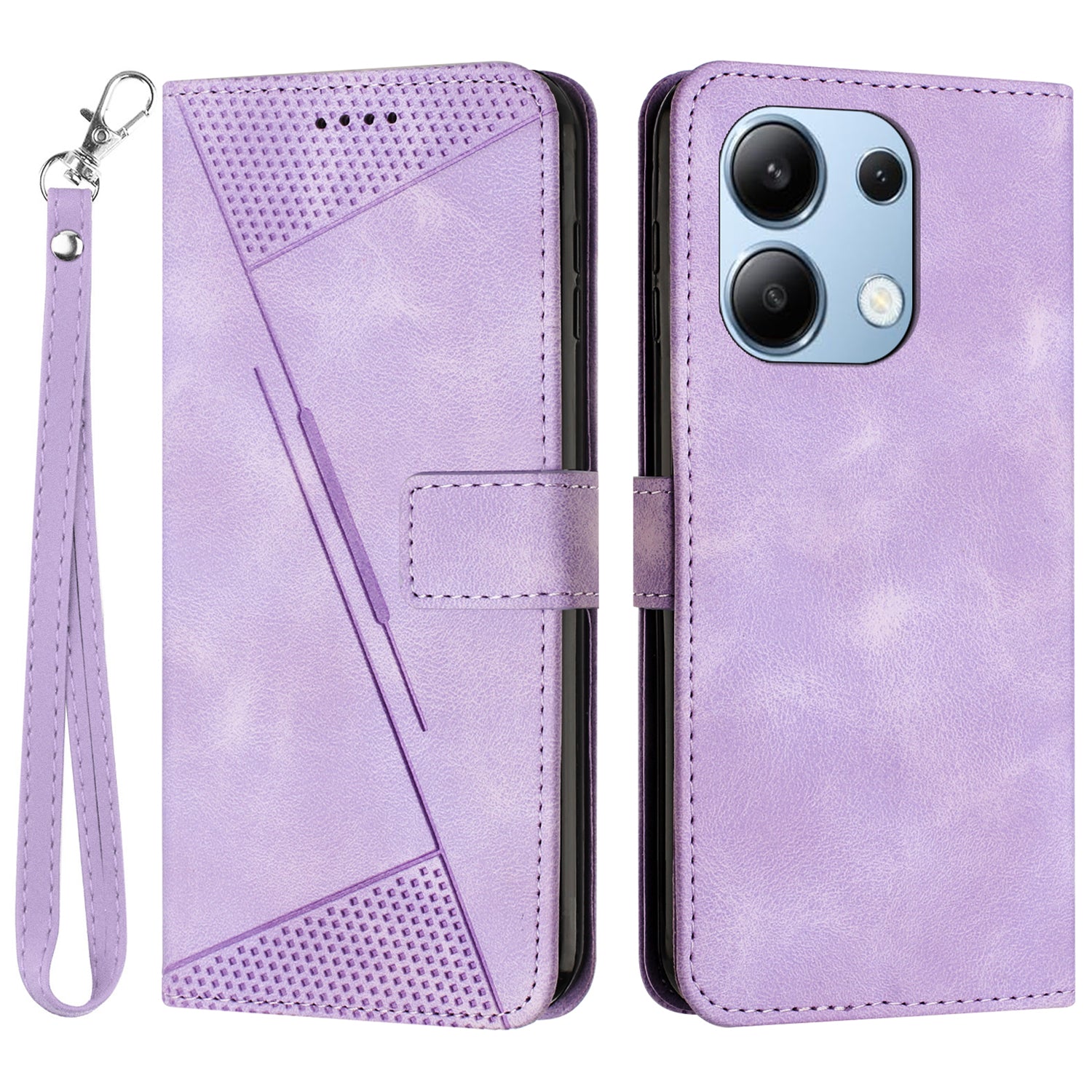 For Xiaomi Redmi Note 13 4G Case Triangle Imprinted Leather Shockproof Phone Cover