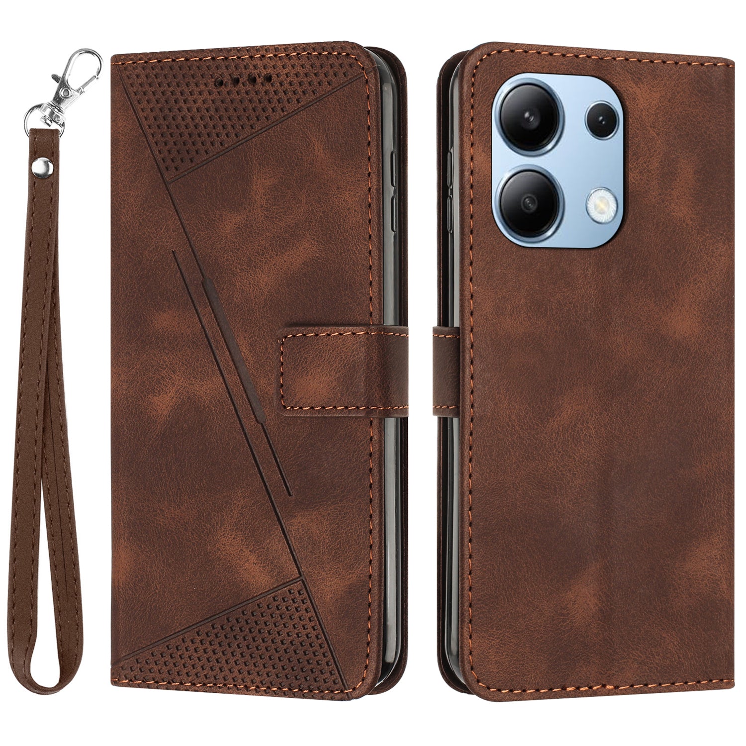 For Xiaomi Redmi Note 13 4G Case Triangle Imprinted Leather Shockproof Phone Cover