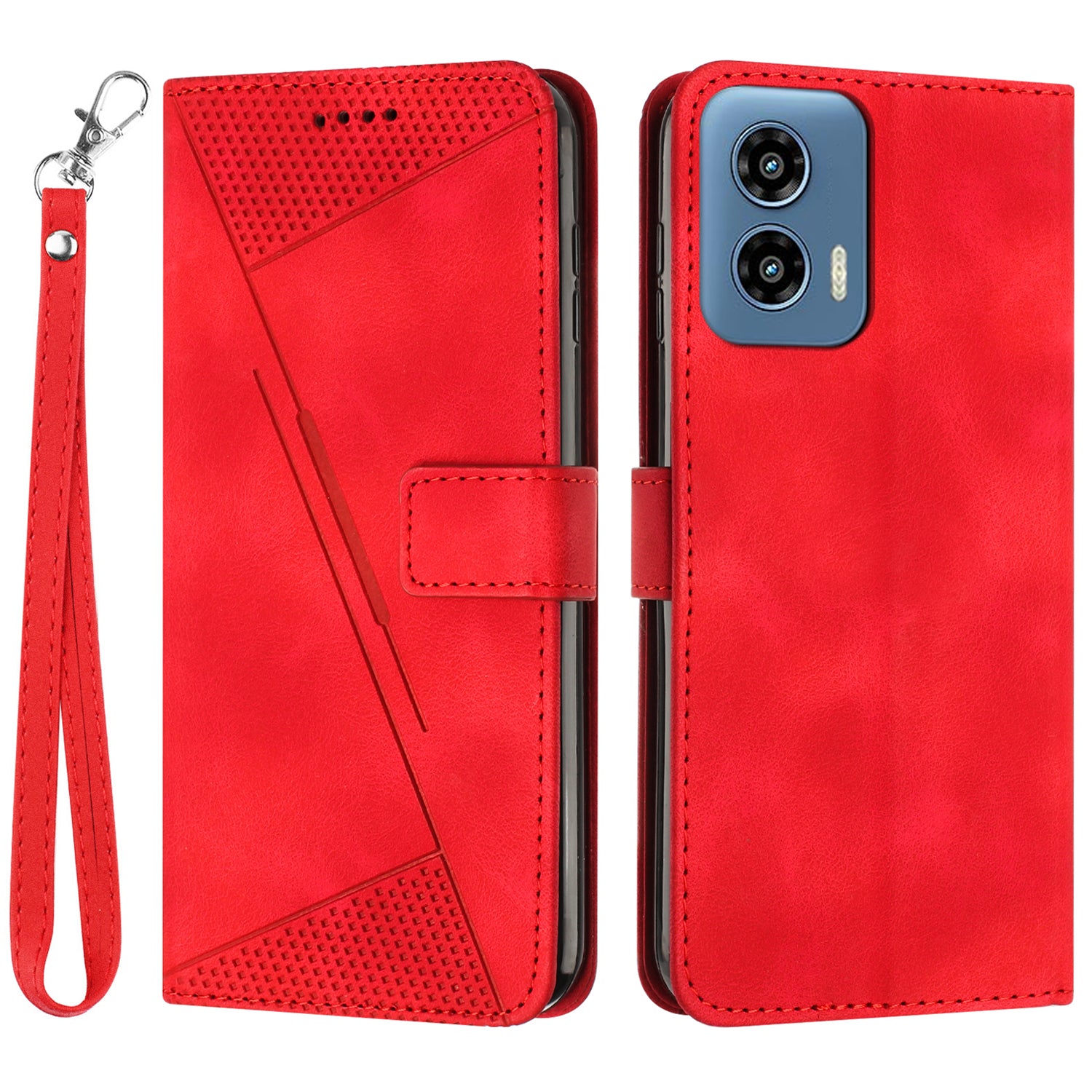 For Motorola Moto G Play 5G (2024) / Moto G 5G (2024) Shockproof Case Triangle Imprinted Leather Phone Cover