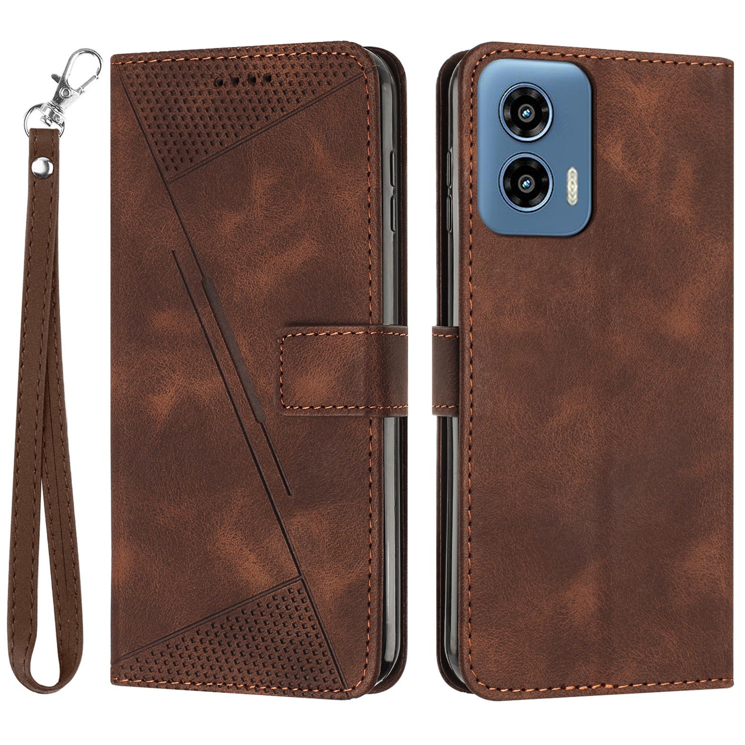 For Motorola Moto G Play 5G (2024) / Moto G 5G (2024) Shockproof Case Triangle Imprinted Leather Phone Cover