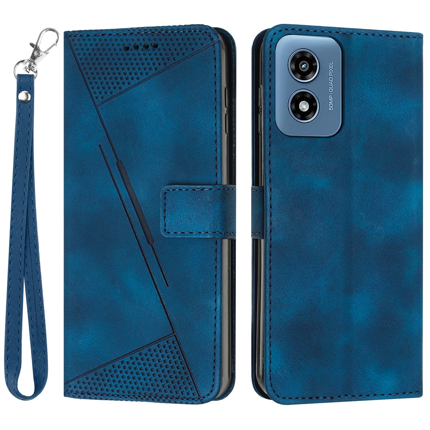 For Motorola Moto G04 4G / Moto G24 4G Leather Case Triangle Imprinted Stand Phone Cover