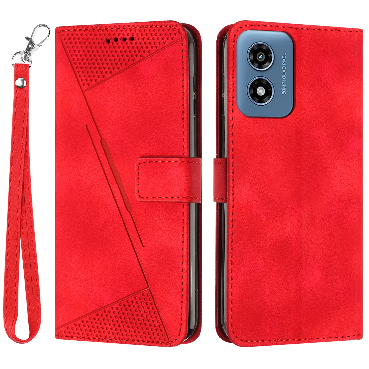 For Motorola Moto G04 4G / Moto G24 4G Leather Case Triangle Imprinted Stand Phone Cover