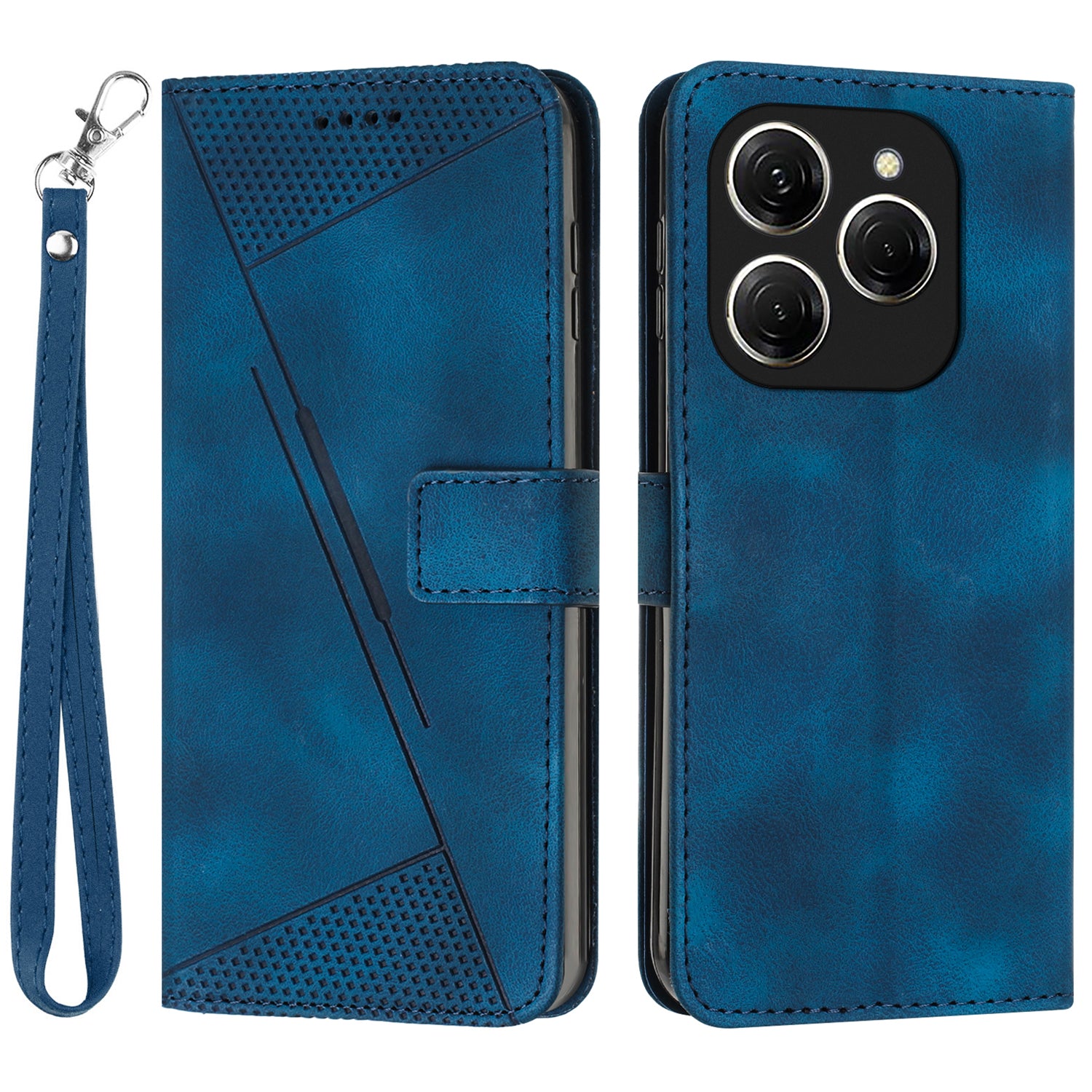 For Transsion Tecno Spark 20 Pro Wallet Case Triangle Imprinted Leather+TPU Cell Phone Cover