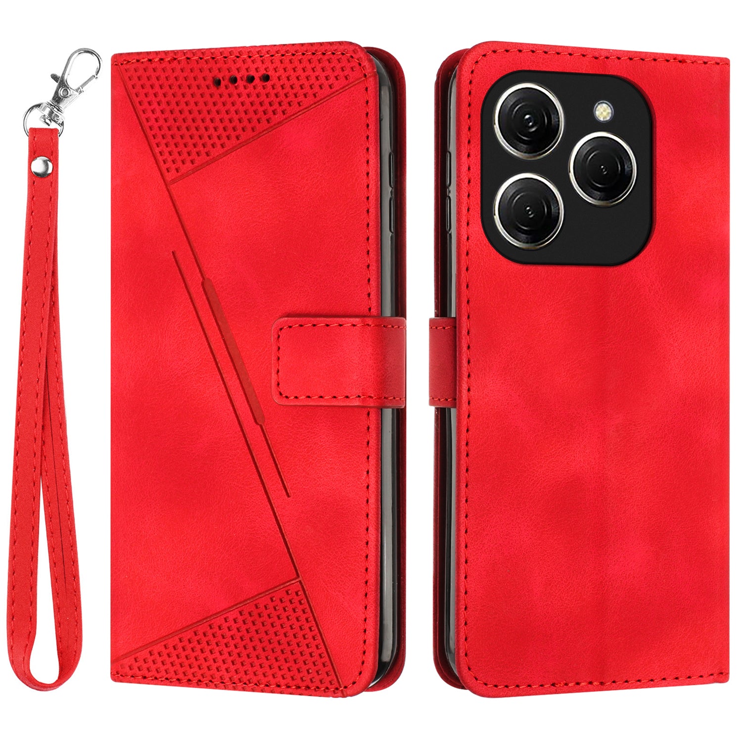 For Transsion Tecno Spark 20 Pro Wallet Case Triangle Imprinted Leather+TPU Cell Phone Cover
