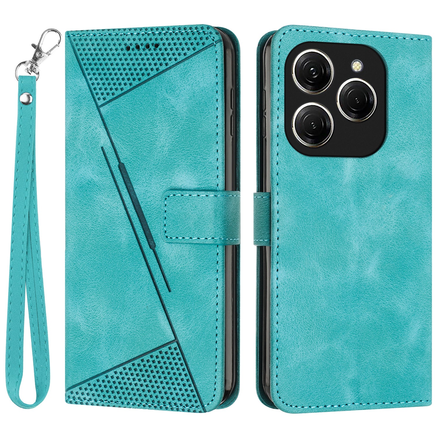 For Transsion Tecno Spark 20 Pro Wallet Case Triangle Imprinted Leather+TPU Cell Phone Cover