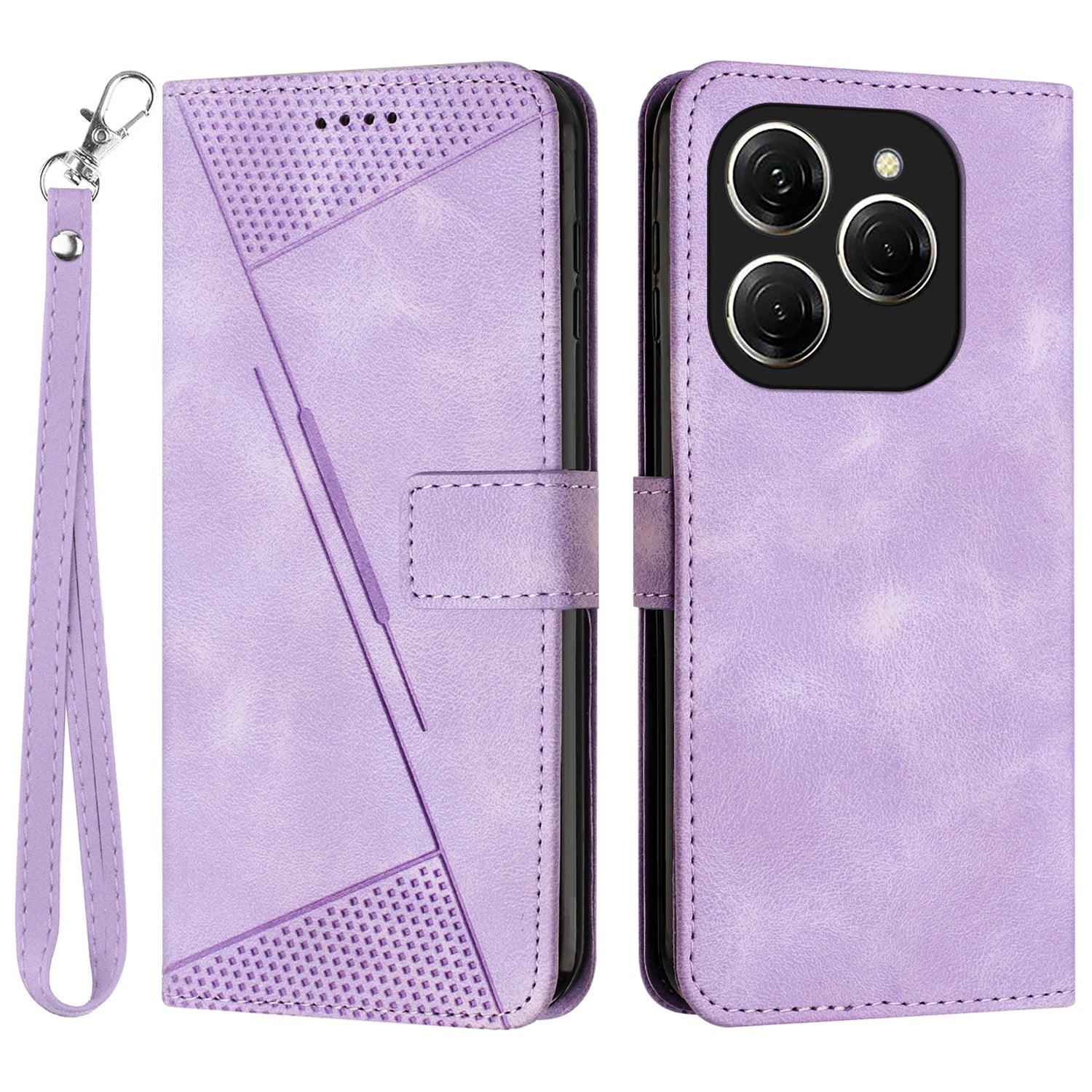 For Transsion Tecno Spark 20 Pro Wallet Case Triangle Imprinted Leather+TPU Cell Phone Cover