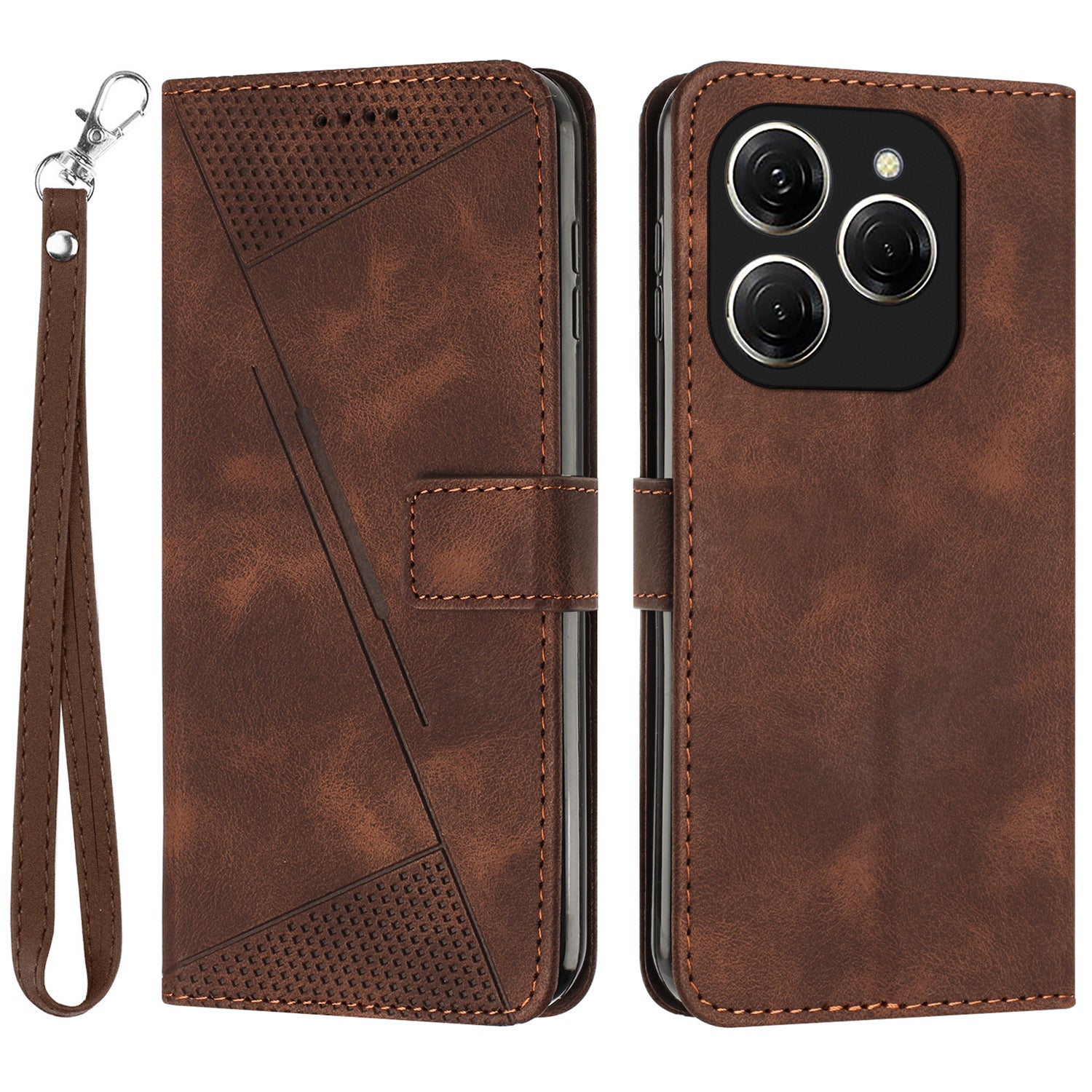 For Transsion Tecno Spark 20 Pro Wallet Case Triangle Imprinted Leather+TPU Cell Phone Cover