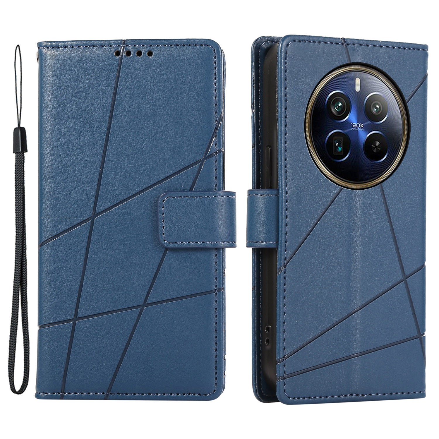 DF-06 For Realme 12 Pro 5G / 12 Pro+ 5G Wallet Case PU Leather Line Imprinted Flip Phone Cover