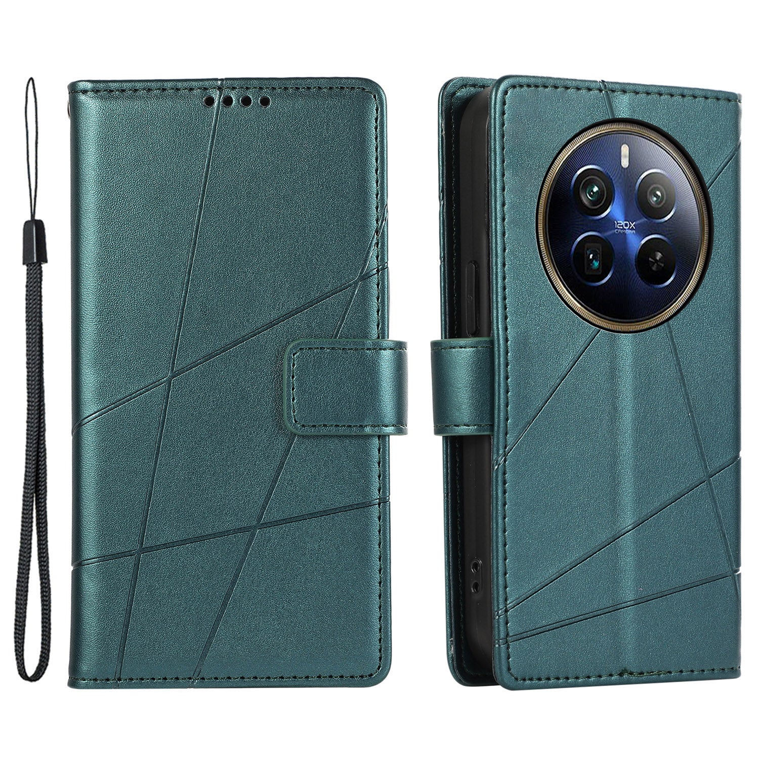 DF-06 For Realme 12 Pro 5G / 12 Pro+ 5G Wallet Case PU Leather Line Imprinted Flip Phone Cover