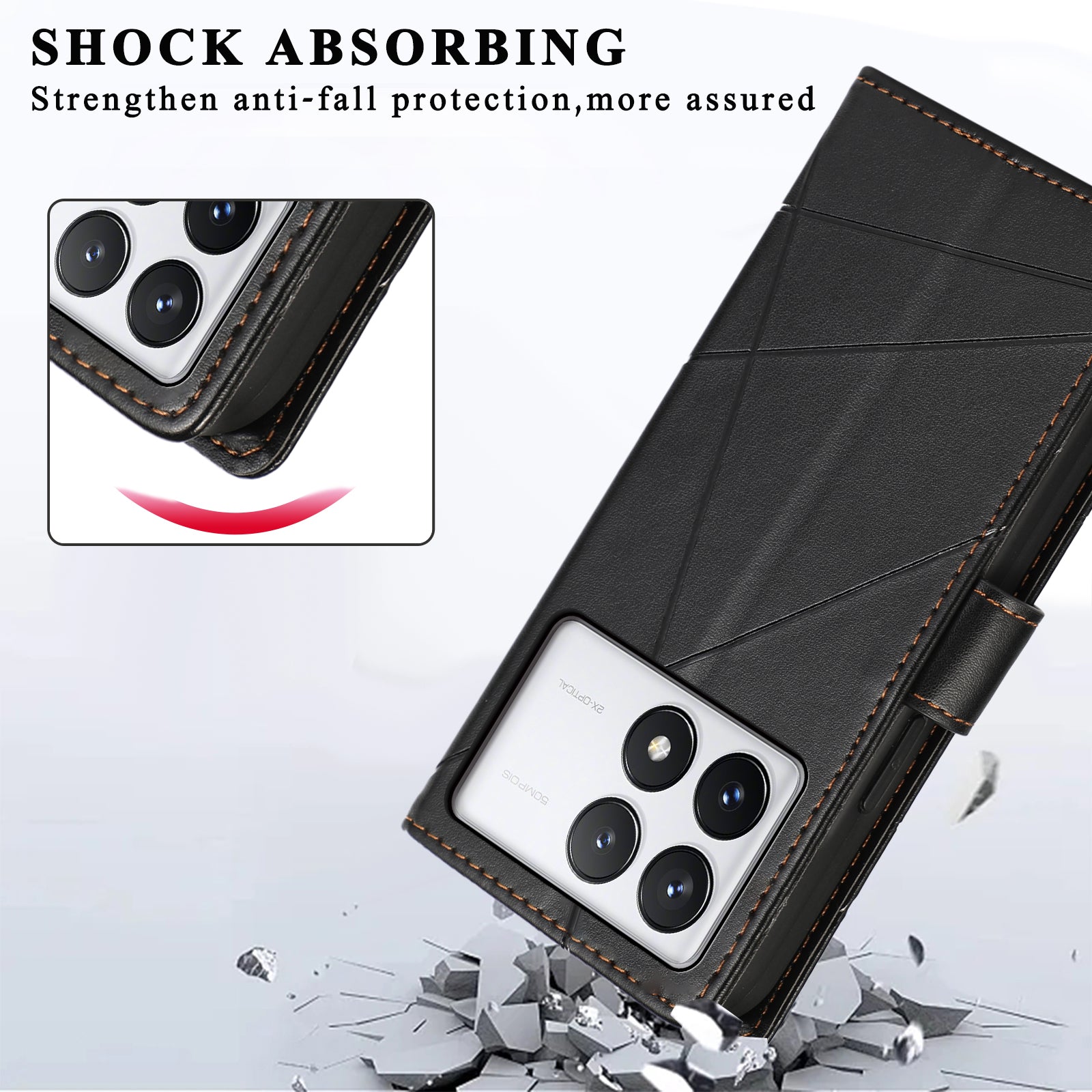 DF-06 For Xiaomi Poco X6 Pro 5G / Redmi K70E 5G Case Line Imprinted Leather Wallet Phone Cover