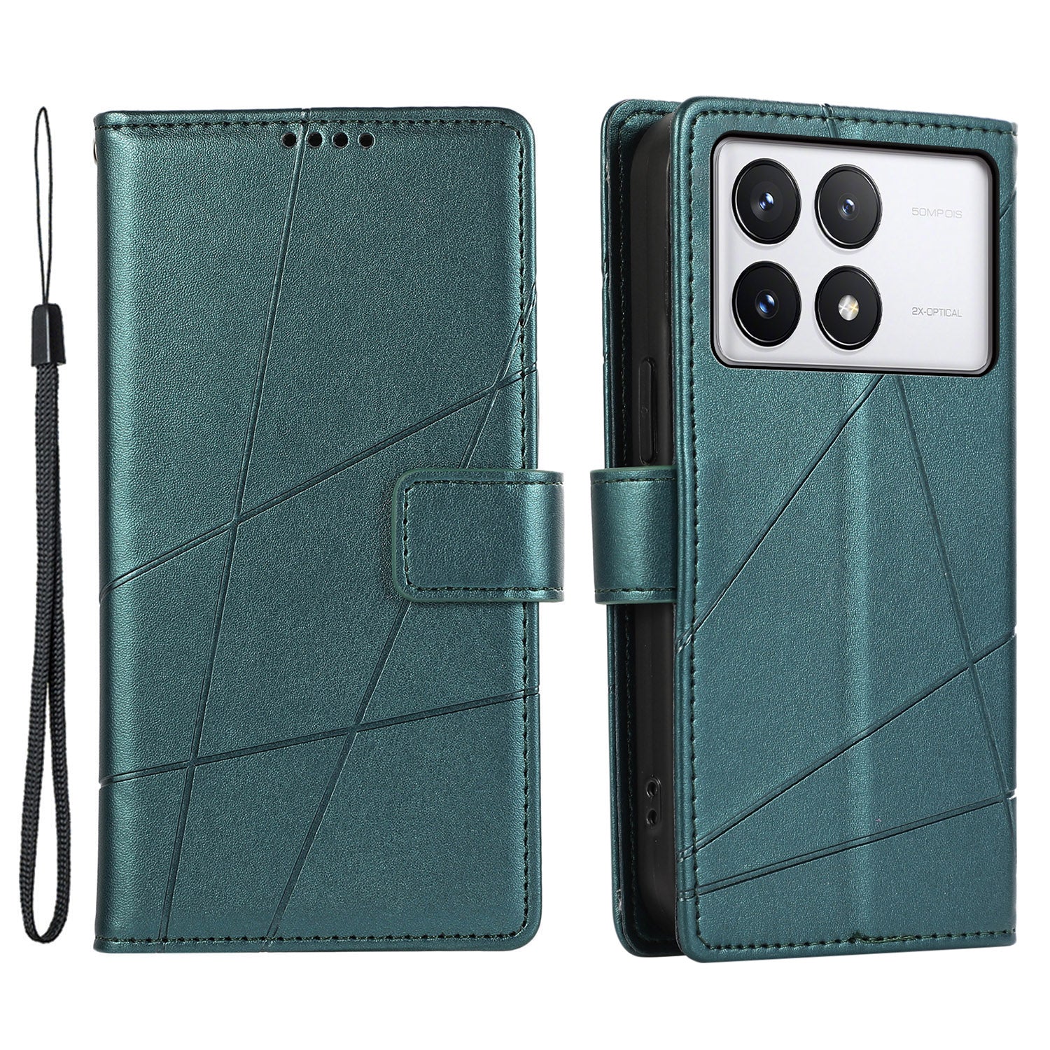 DF-06 For Xiaomi Poco X6 Pro 5G / Redmi K70E 5G Case Line Imprinted Leather Wallet Phone Cover