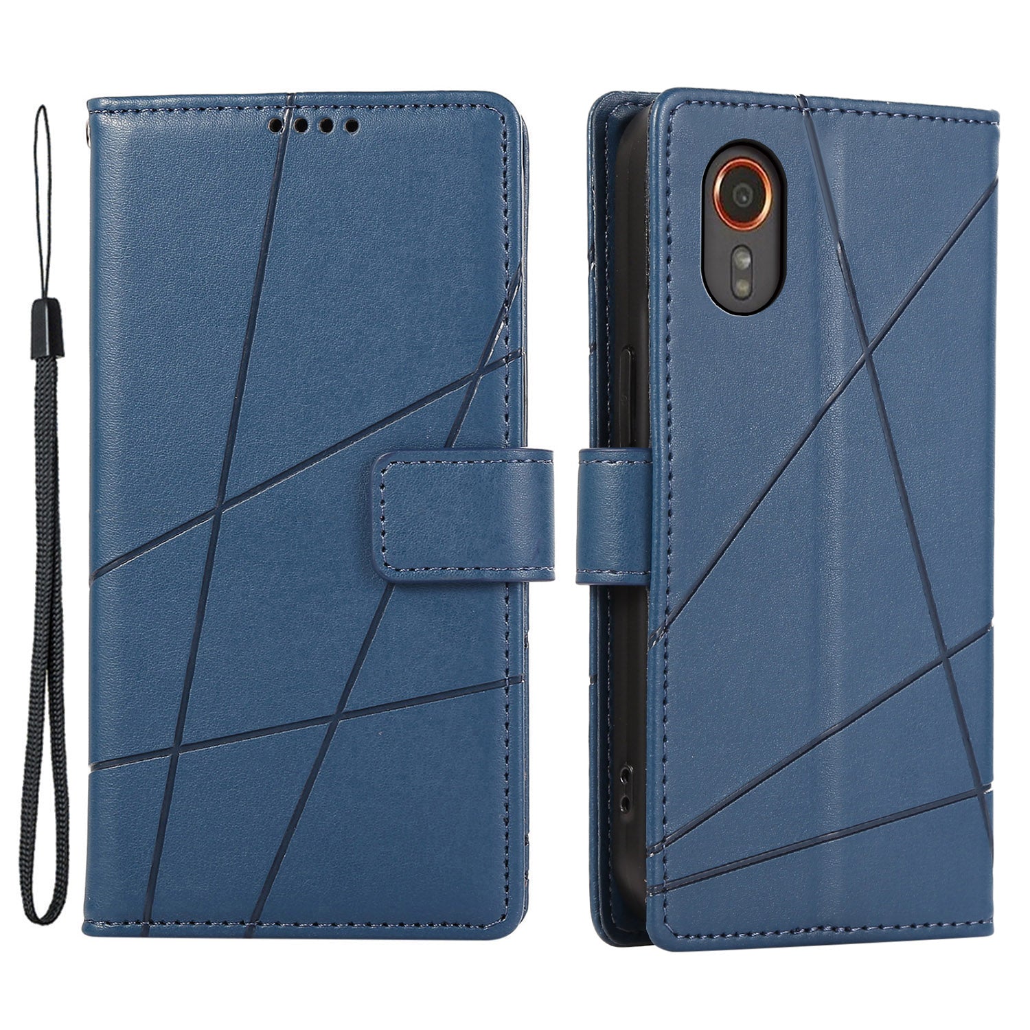 DF-06 For Samsung Galaxy Xcover7 Case Line Imprinted PU Leather Wallet Phone Cover