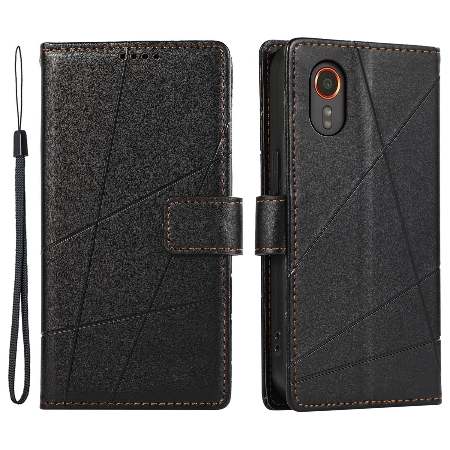 DF-06 For Samsung Galaxy Xcover7 Case Line Imprinted PU Leather Wallet Phone Cover