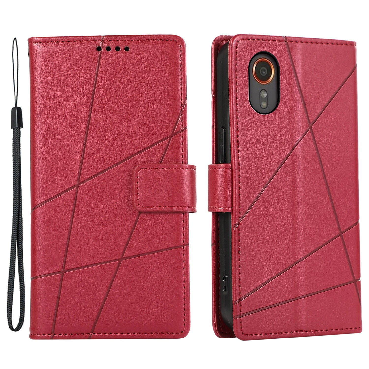 DF-06 For Samsung Galaxy Xcover7 Case Line Imprinted PU Leather Wallet Phone Cover