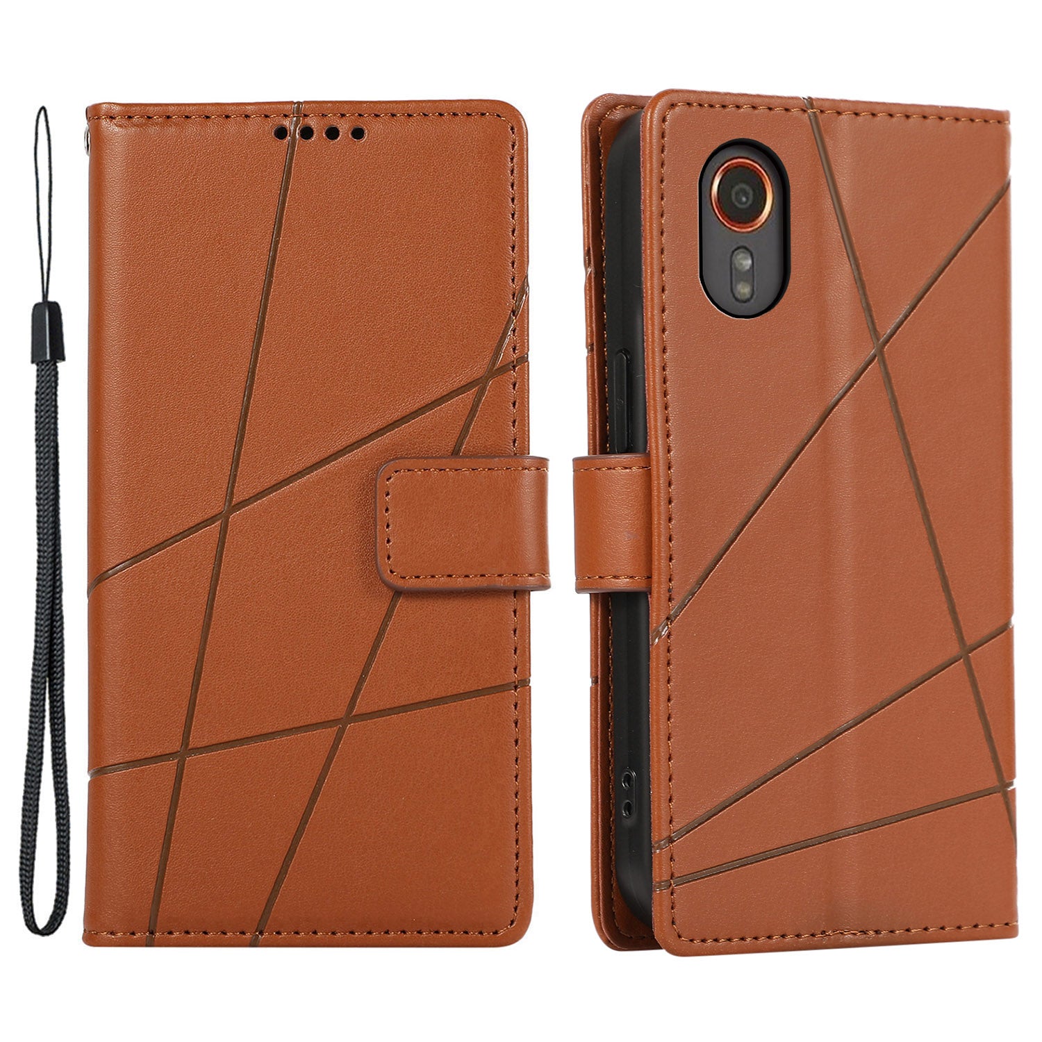 DF-06 For Samsung Galaxy Xcover7 Case Line Imprinted PU Leather Wallet Phone Cover