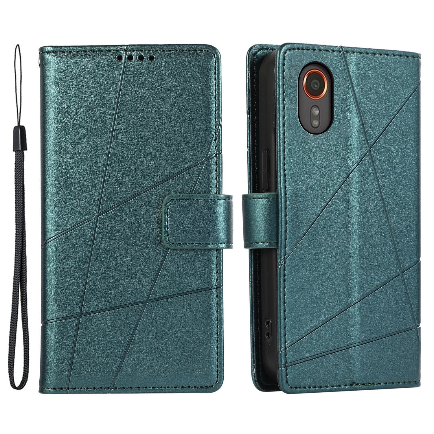 DF-06 For Samsung Galaxy Xcover7 Case Line Imprinted PU Leather Wallet Phone Cover