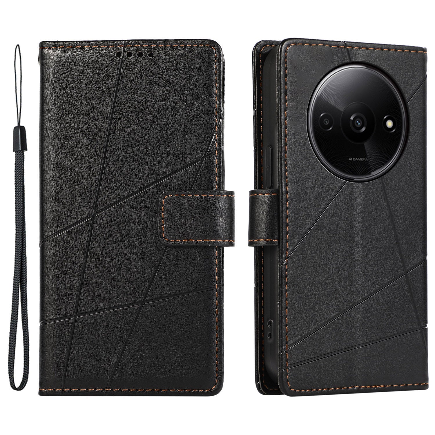 DF-06 For Xiaomi Redmi A3 / Poco C61 4G Wallet Case Line Imprinted Flip Leather Phone Cover
