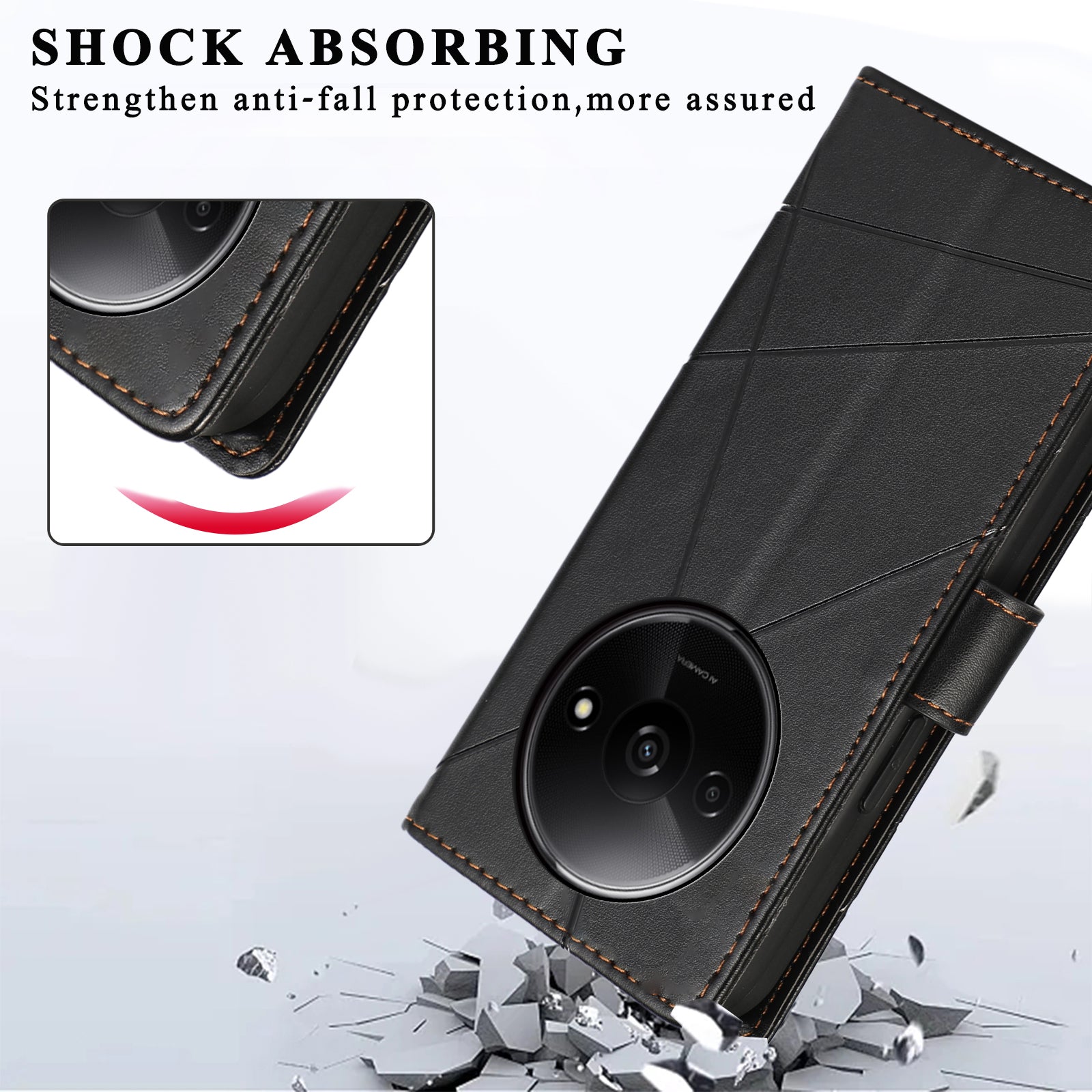 DF-06 For Xiaomi Redmi A3 / Poco C61 4G Wallet Case Line Imprinted Flip Leather Phone Cover