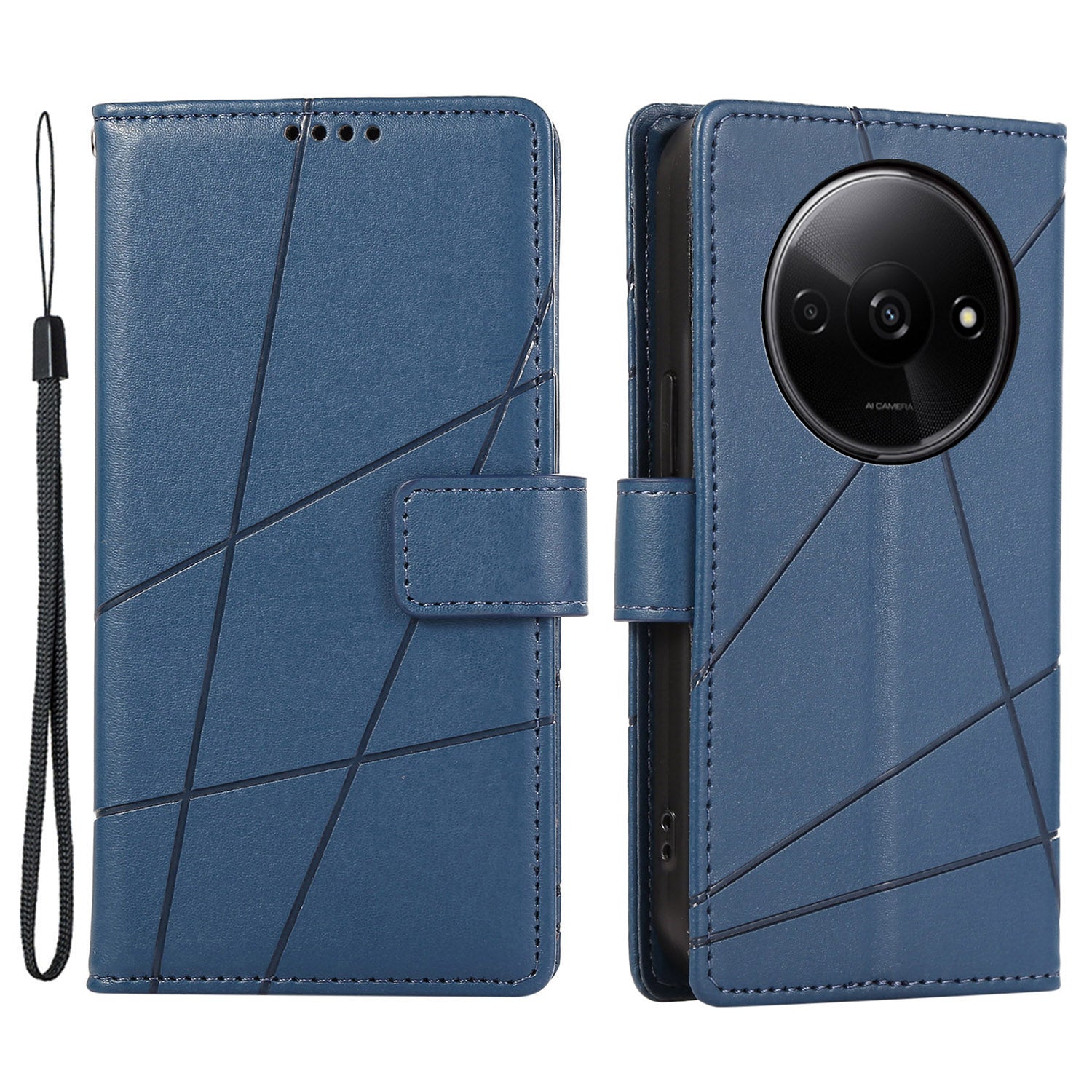 DF-06 For Xiaomi Redmi A3 / Poco C61 4G Wallet Case Line Imprinted Flip Leather Phone Cover